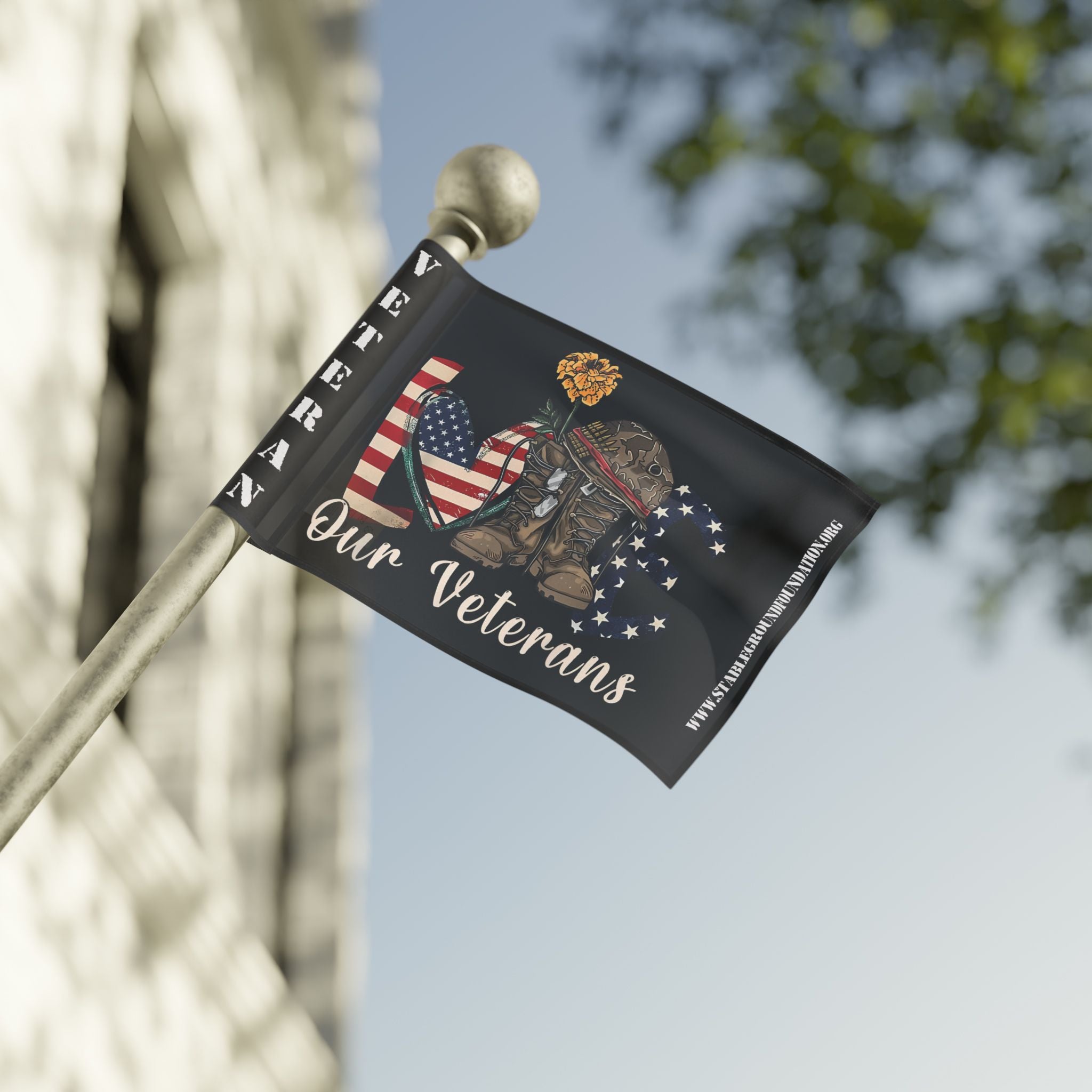 Love Our Veterans — Patriotic Flag Honoring Service, Sacrifice & Strength