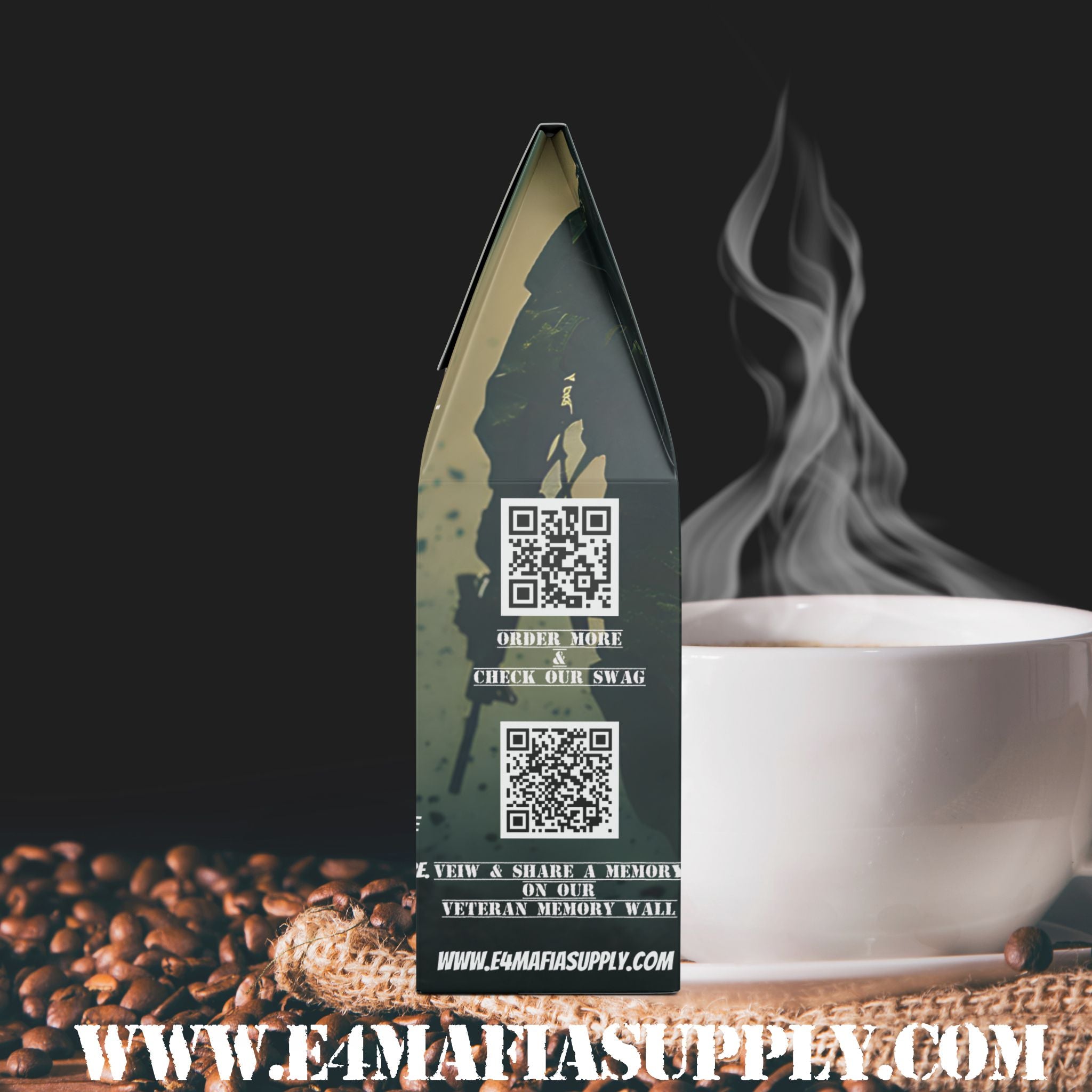 Ranger’s Rest – Patriotic Veteran Coffee Blend with American Flag and Skull Design