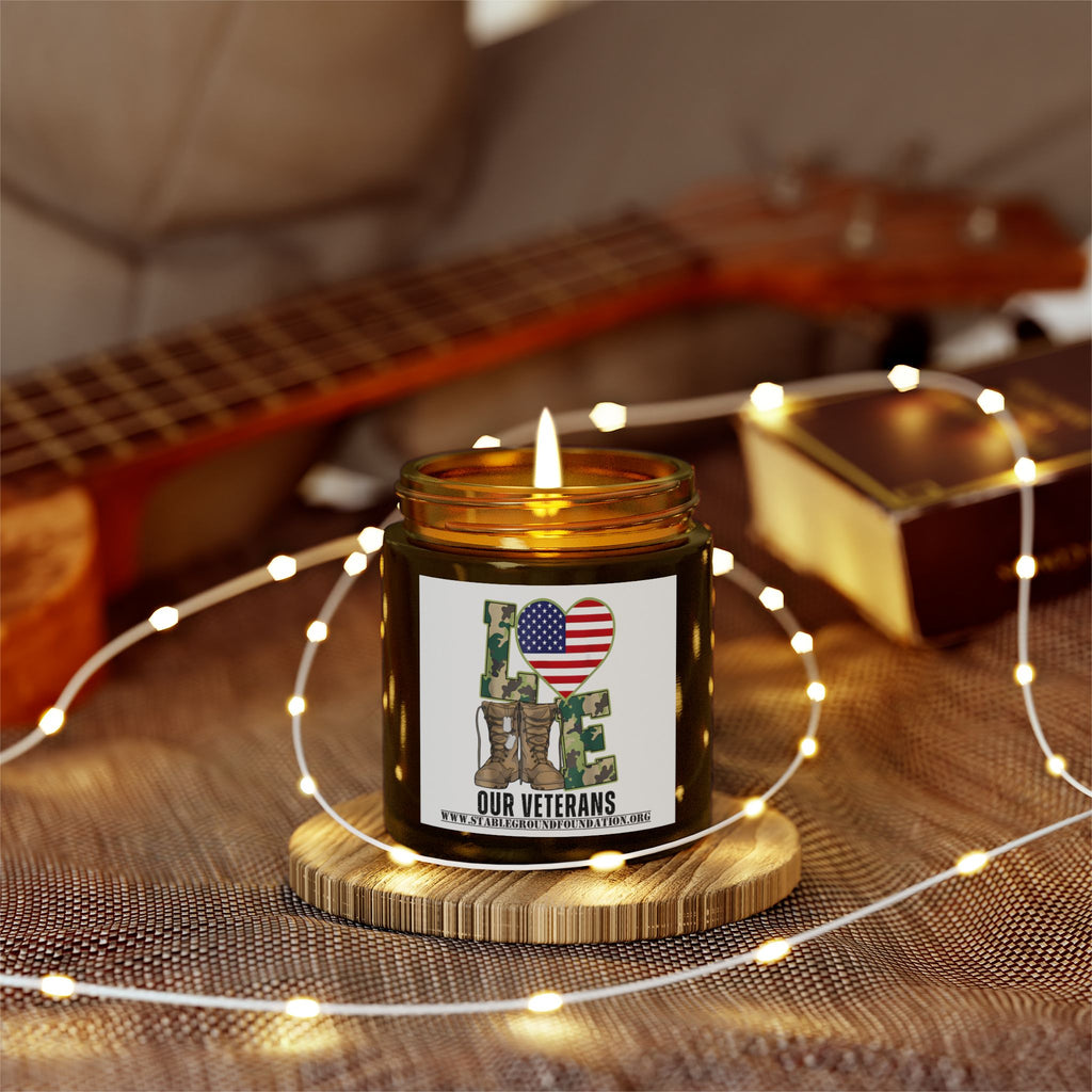Love Our Veterans Candle – Camo Boots Patriotic Candle Supporting Veterans