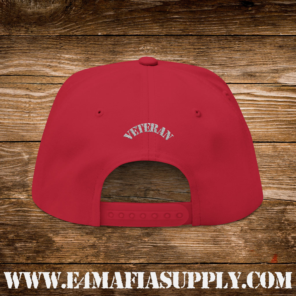 Patriotic “Thank You Veterans” Flat Bill Cap with American Flag Embroidery