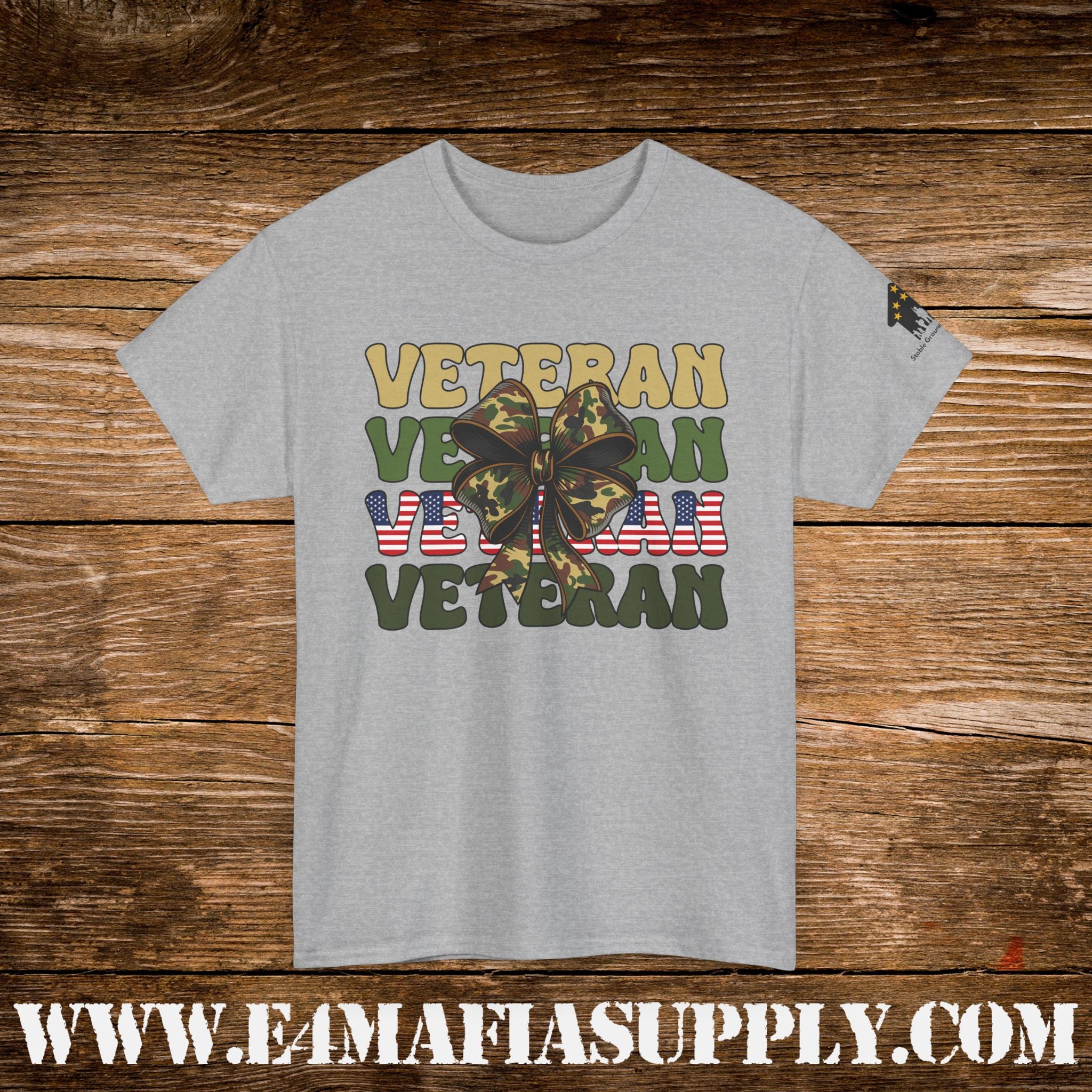 “Veteran” – American Flag Camo Butterfly T-Shirt