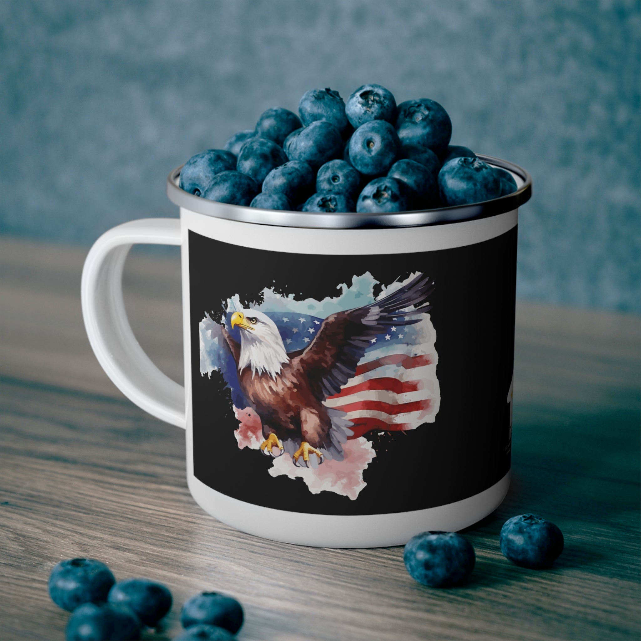 Freedom Eagle Coffee Cup – Bold American Flag Enamel Mug