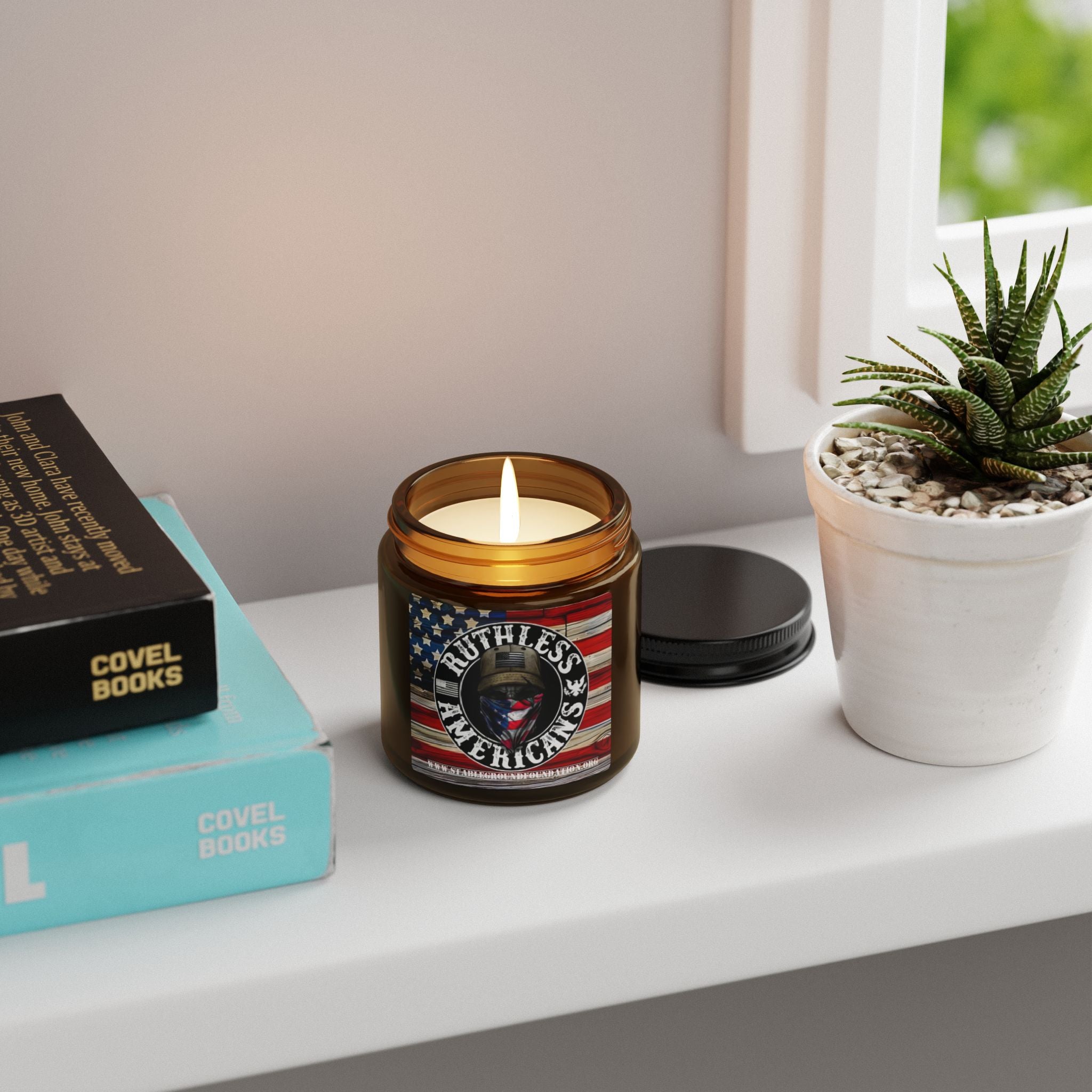 Ruthless Americans Amber Jar Candle | Patriotic Veteran Gift with Grit and Glory