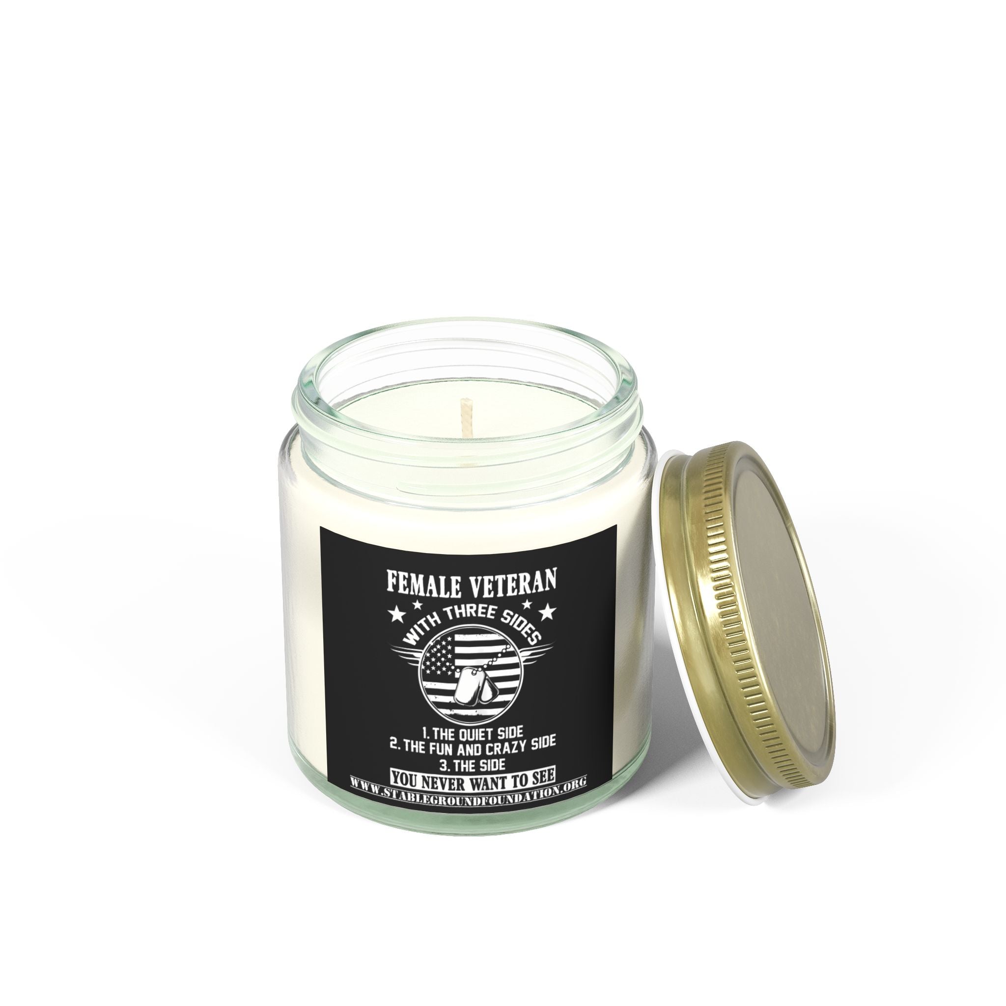 Female Veteran Candle – Three Sides: Quiet, Fun, and Fierce | Patriotic Military Candle
