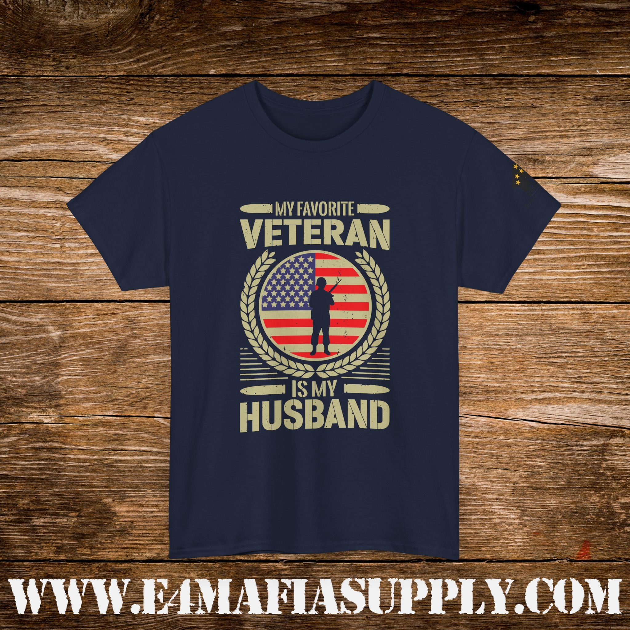 “My Favorite Veteran Is My Husband” – Patriotic Military Wife T-Shirt
