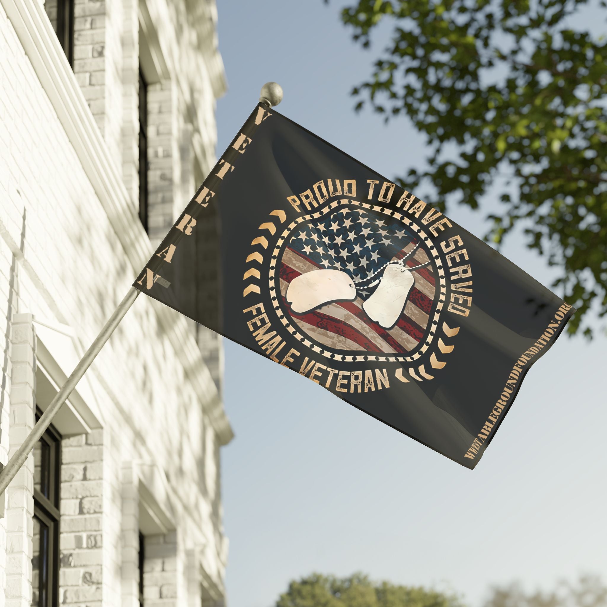 Proud to Have Served — Tan Female Veteran Flag with American Pride