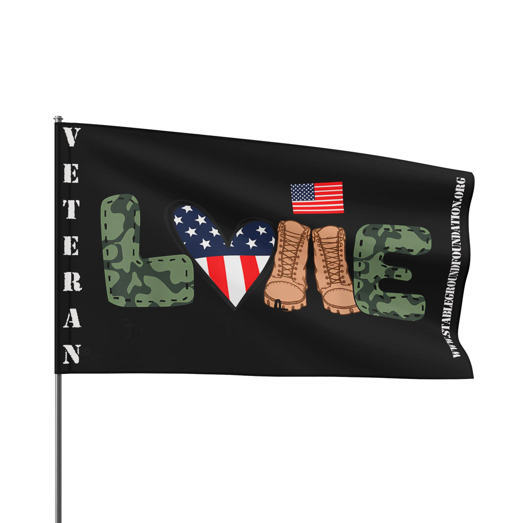 LOVE Veteran Flag — Patriotic Camouflage Design Honoring Those Who Served