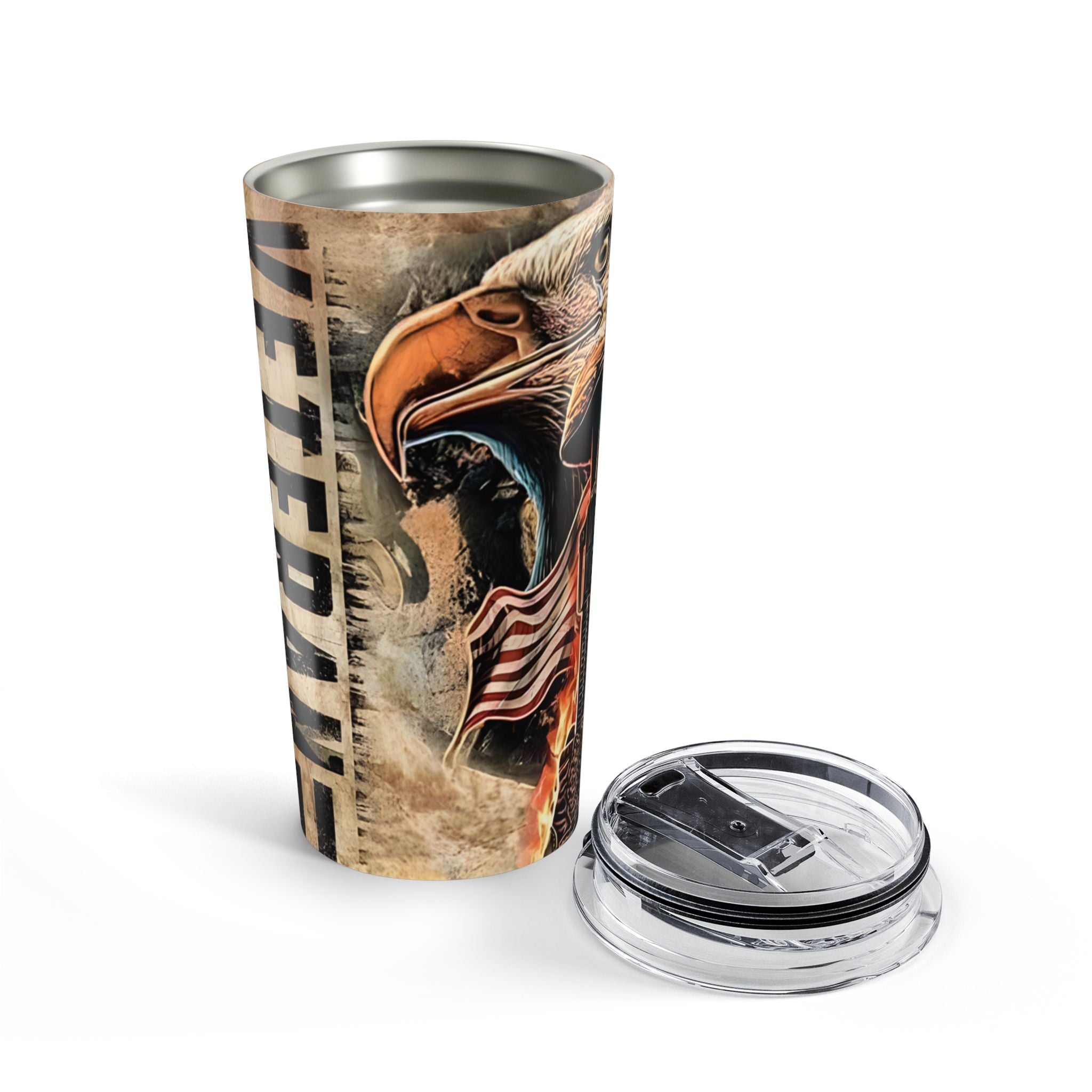 Proud Veteran — Rustic American Flag Tumbler for Those Who Served