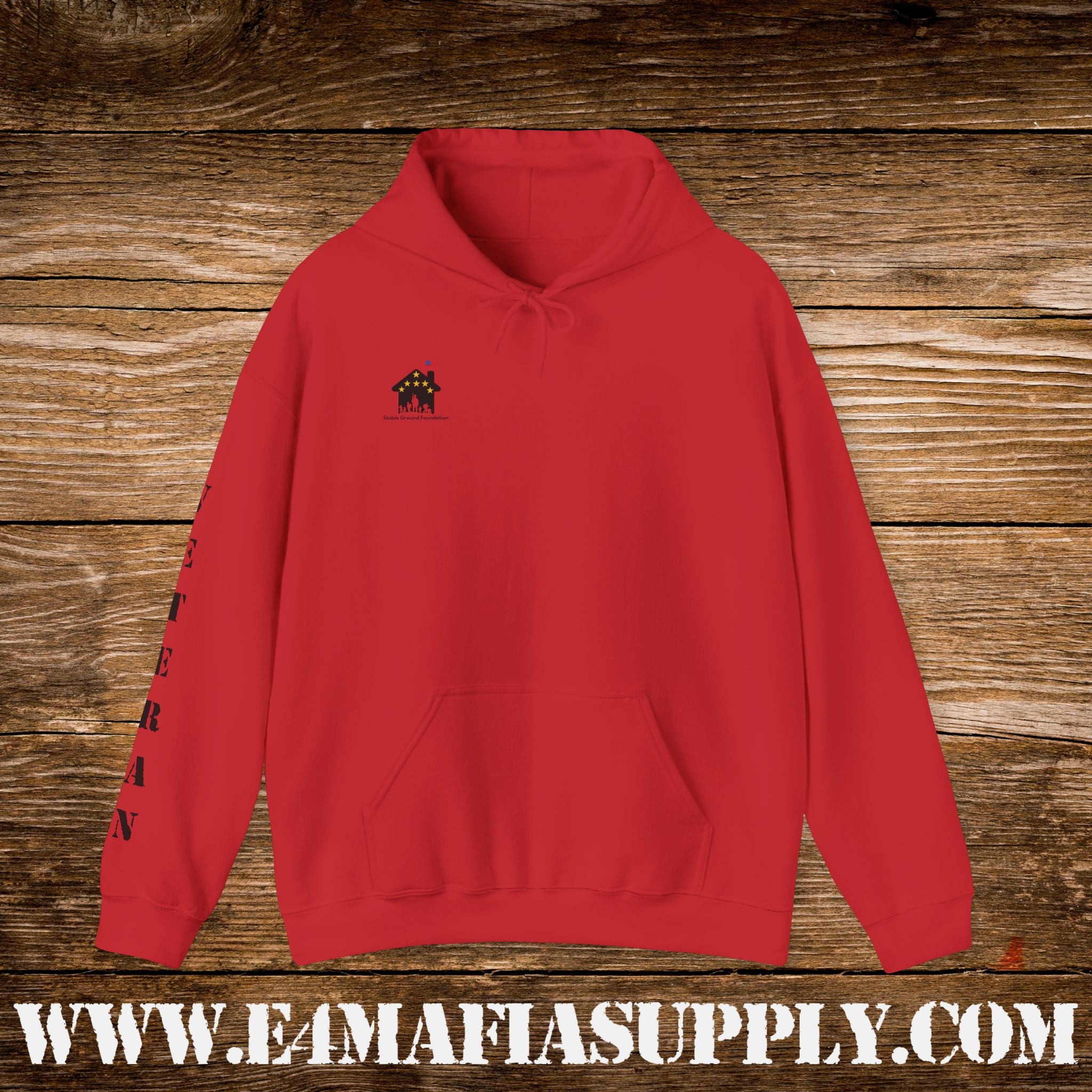 “God Bless Our Veterans” American Flag Boots Patriotic Veteran Sleeve Hoodie