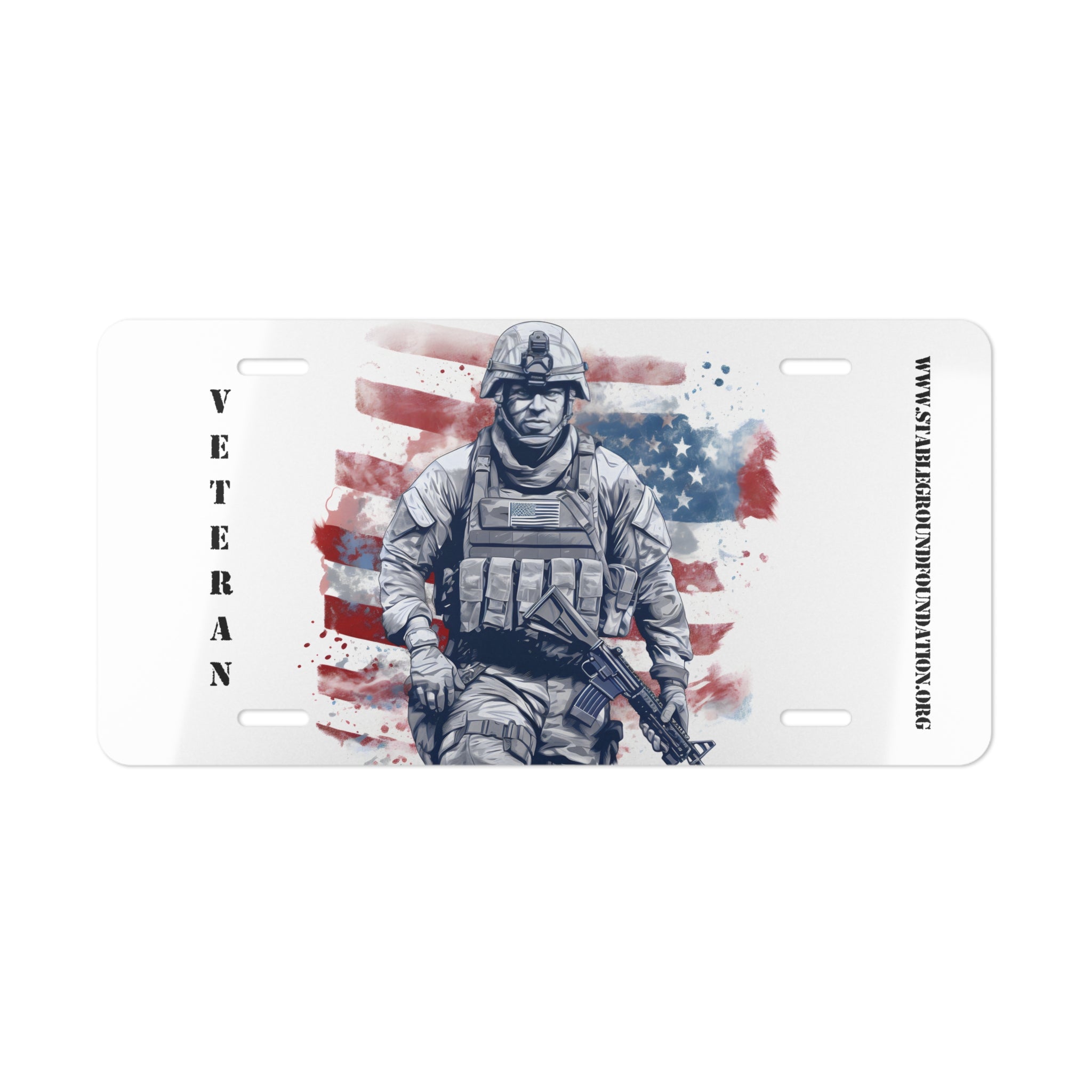 Watercolor American Soldier Veteran License Plate – Patriotic Art Tribute