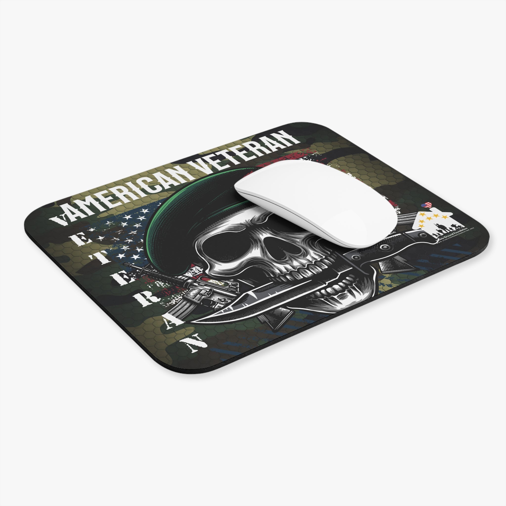 American Veteran – Green Beret Skull Patriotic Mouse Pad