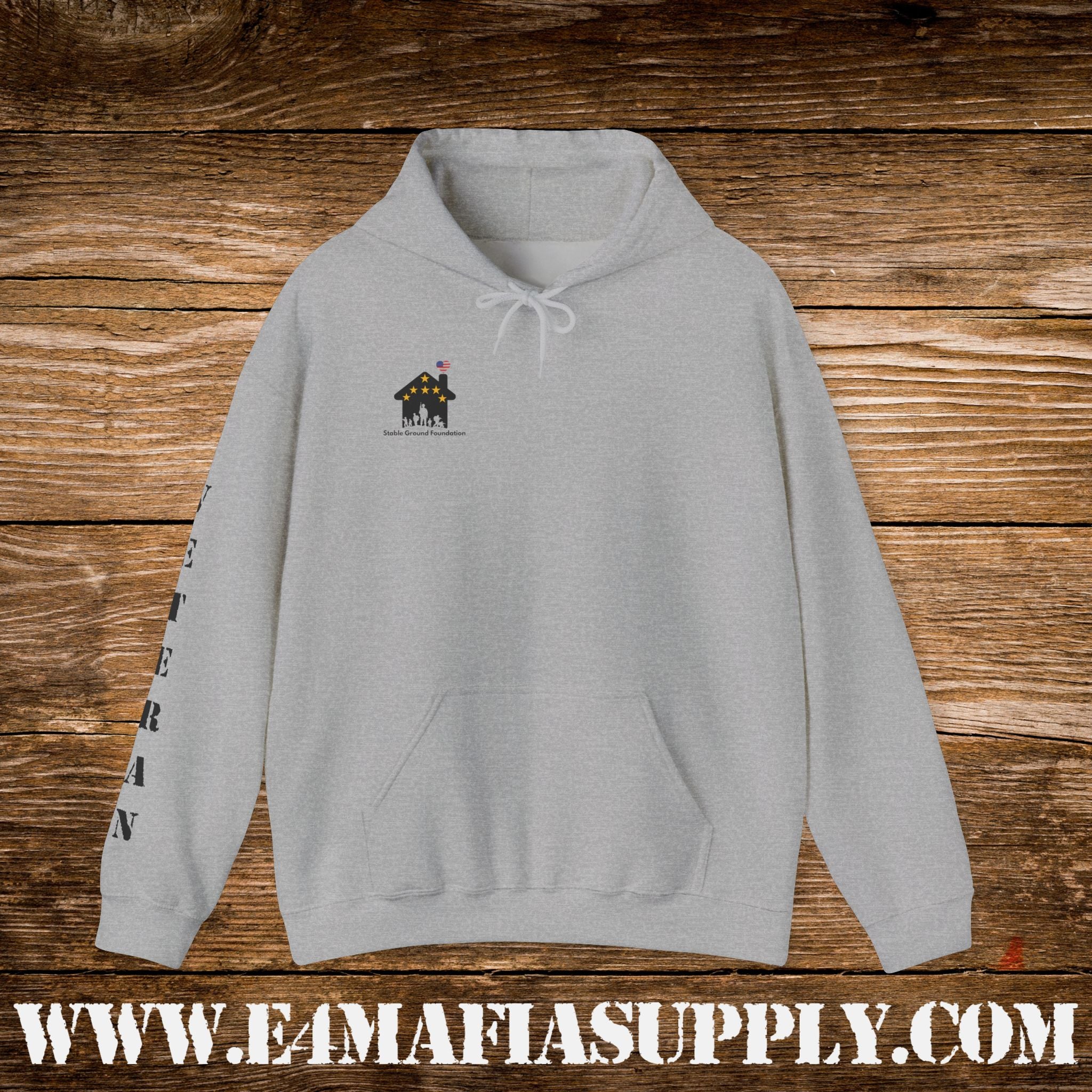 “Heroes Don’t Wear Capes – They Wear Dog Tags & Combat Boots” Patriotic Veteran Sleeve Hoodie
