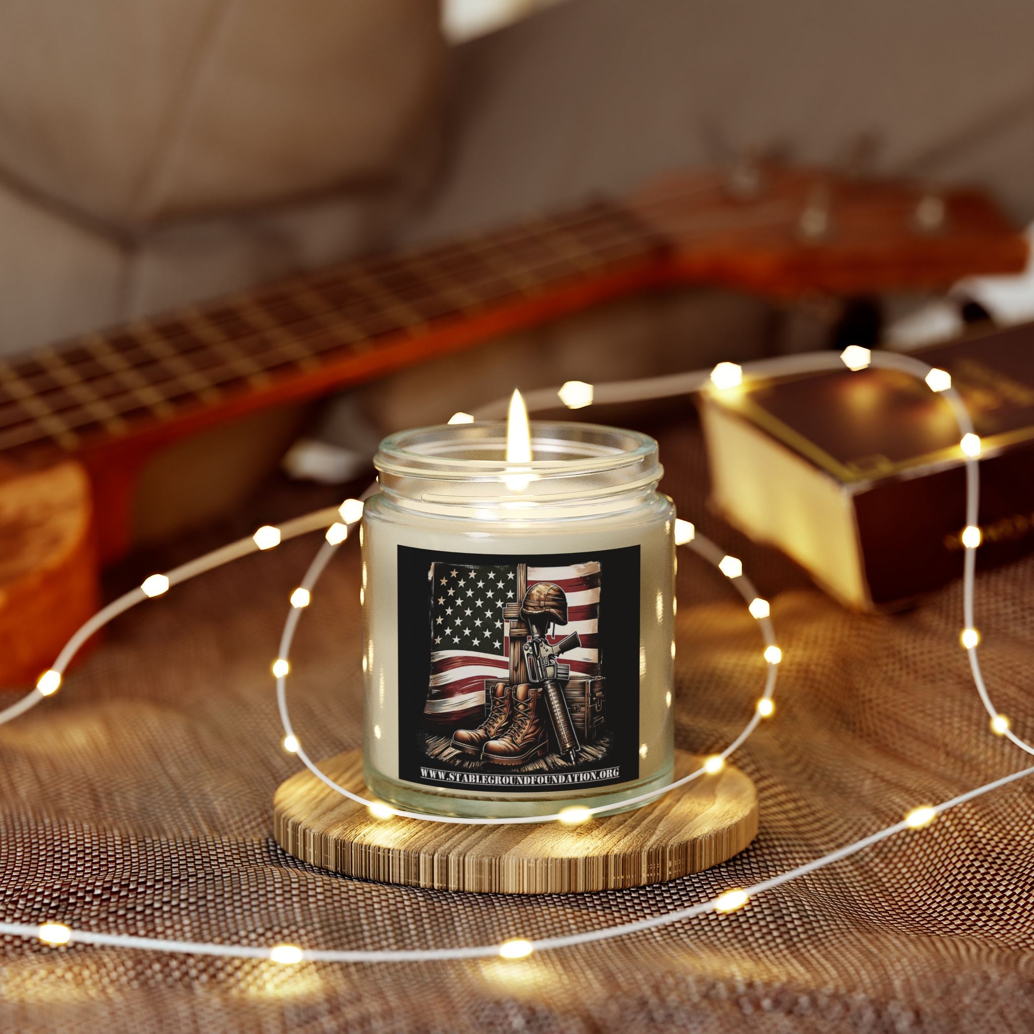 Battlefield Honor Candle – Soldier and Flag Memorial Tribute