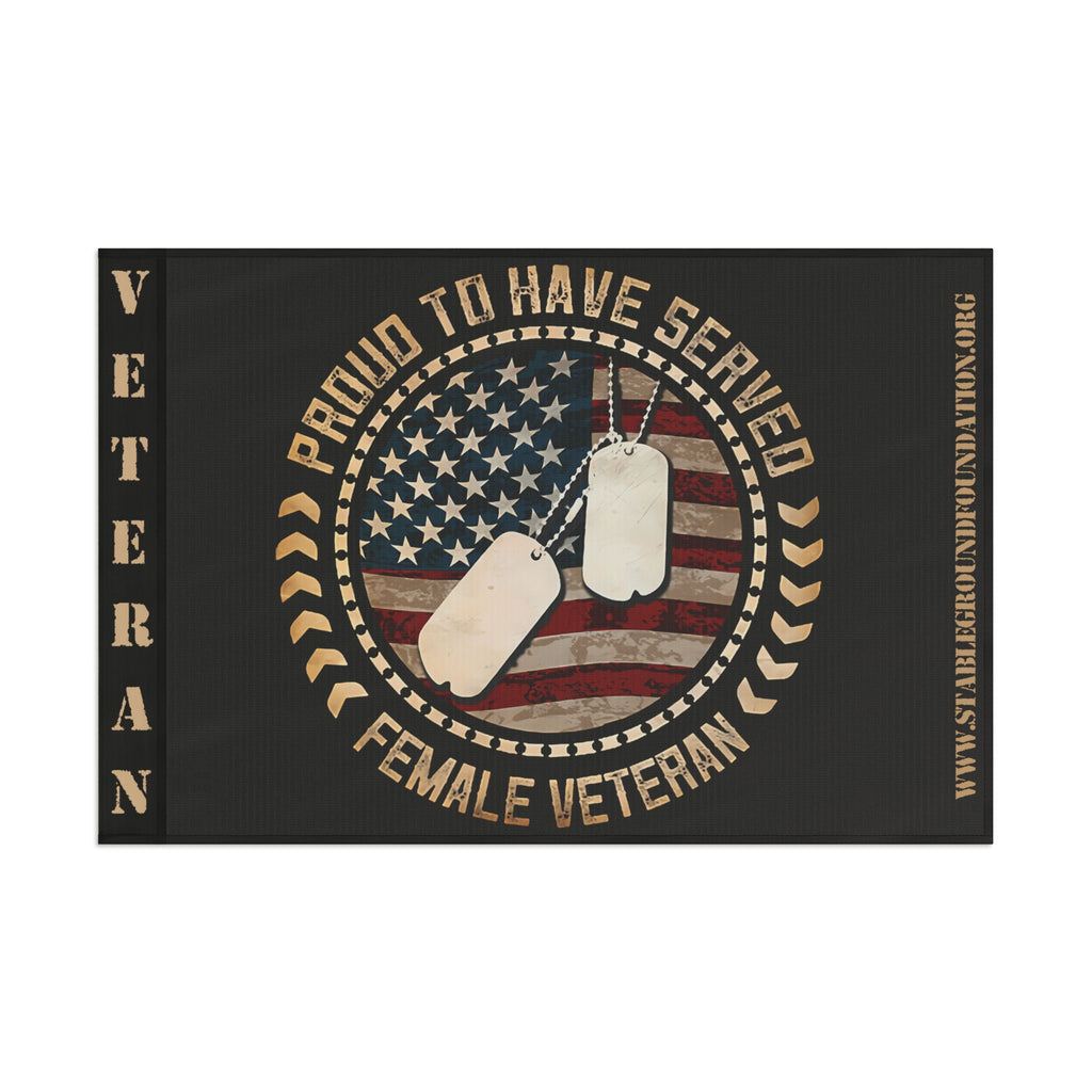 Proud to Have Served — Tan Female Veteran Flag with American Pride