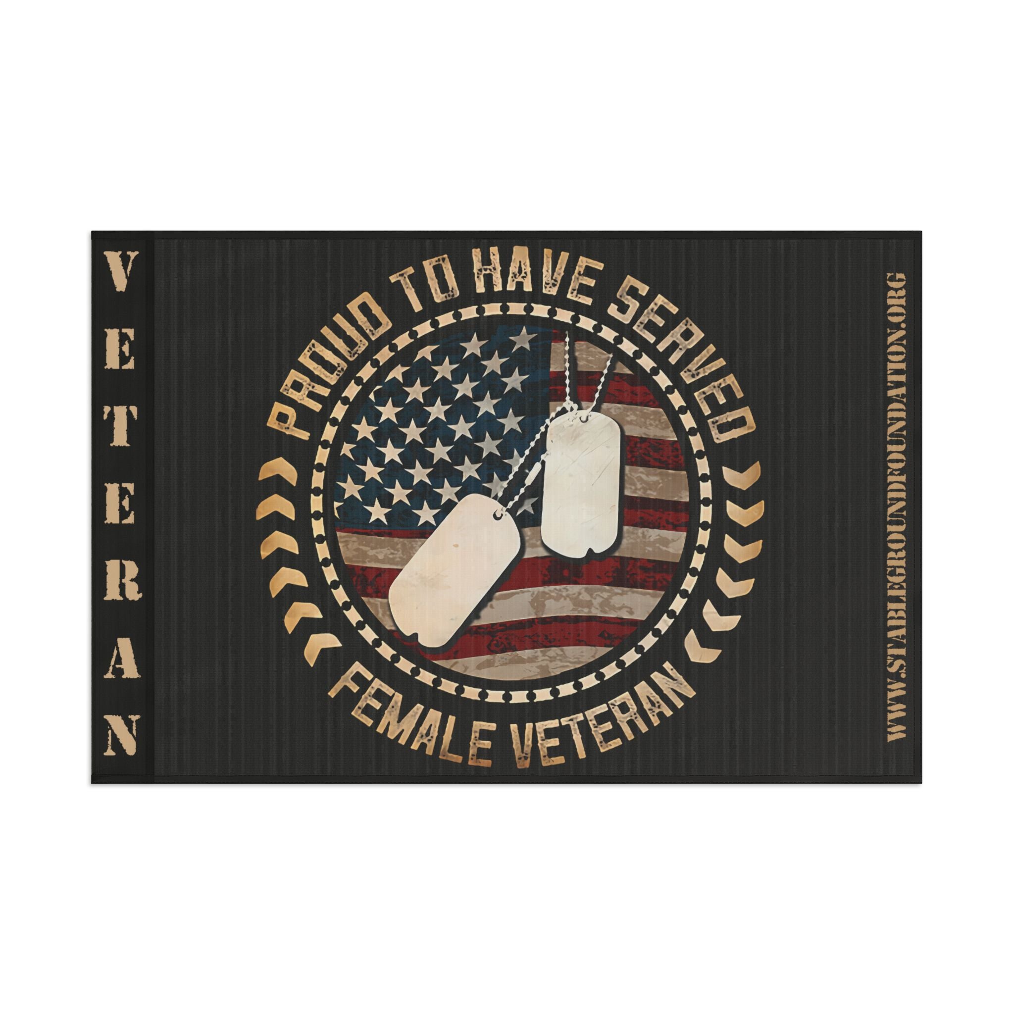 Proud to Have Served — Tan Female Veteran Flag with American Pride
