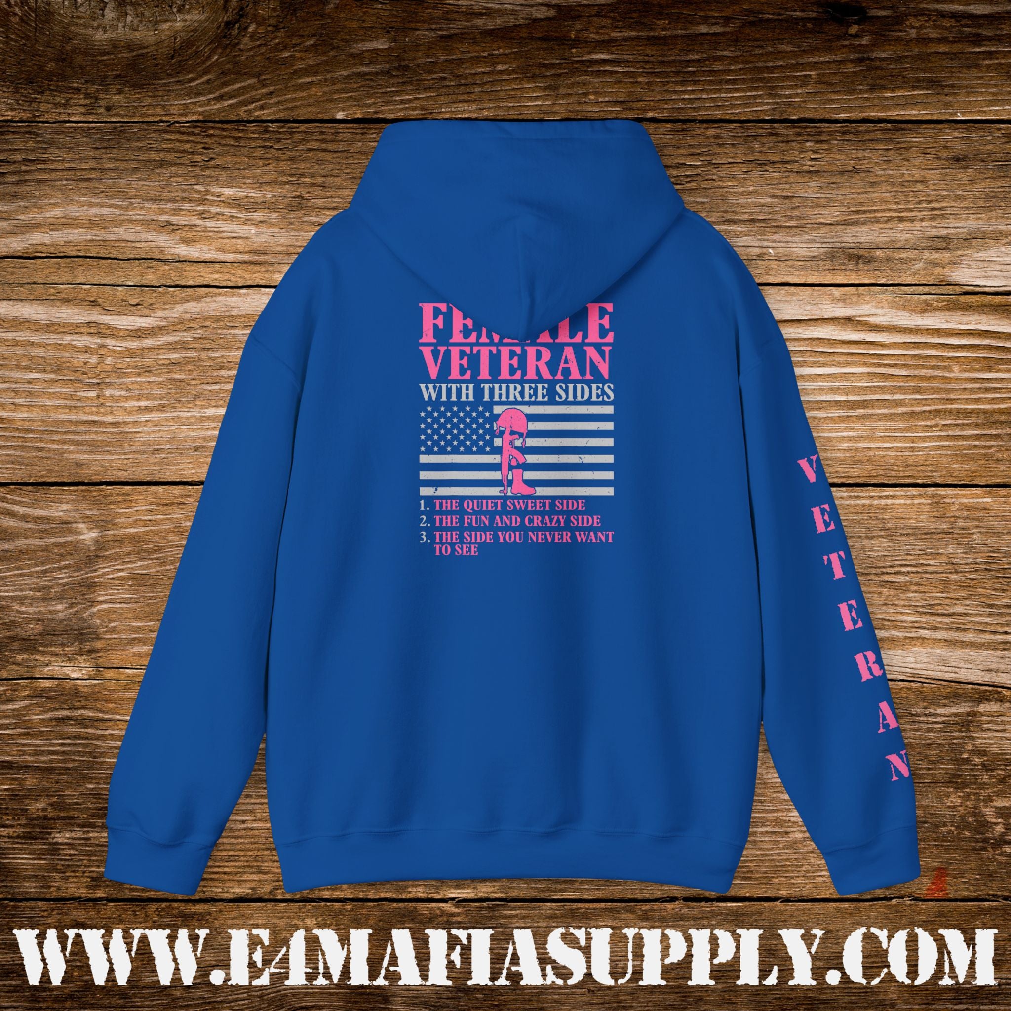 Female Veteran With Three Sides Hoodie