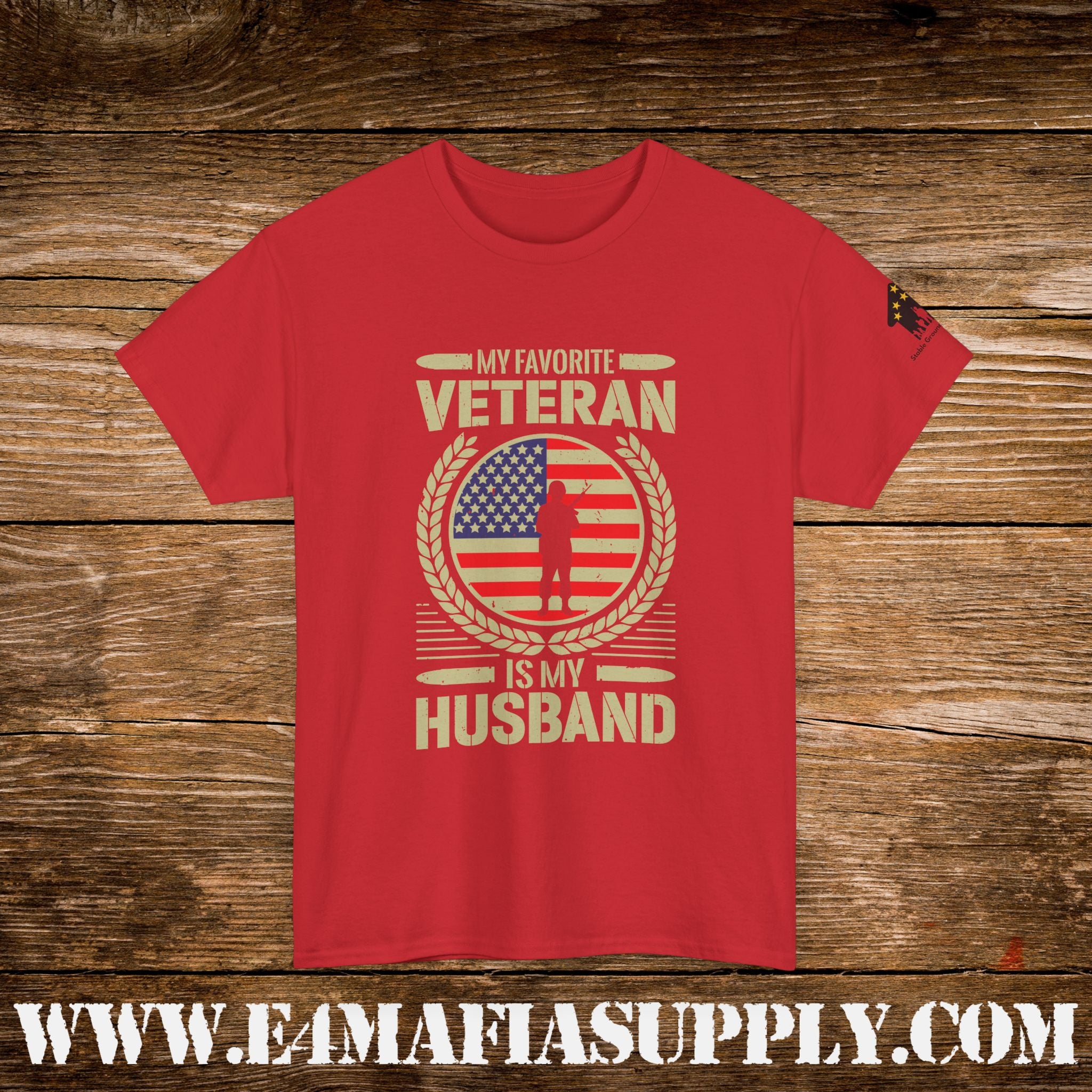 “My Favorite Veteran Is My Husband” – Patriotic Military Wife T-Shirt