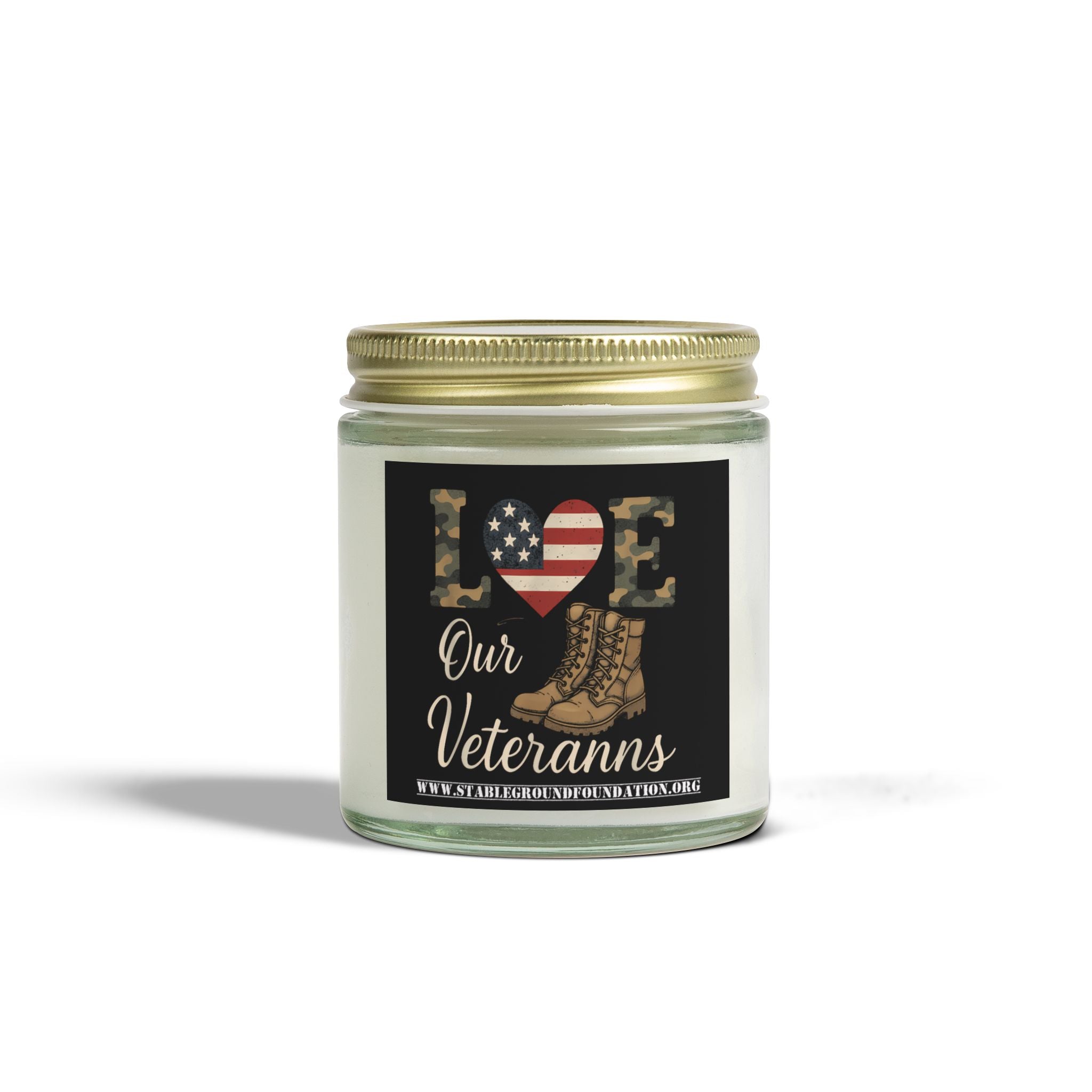 Love Our Veterans Combat Boots Candle – Honor with Heart and Flame