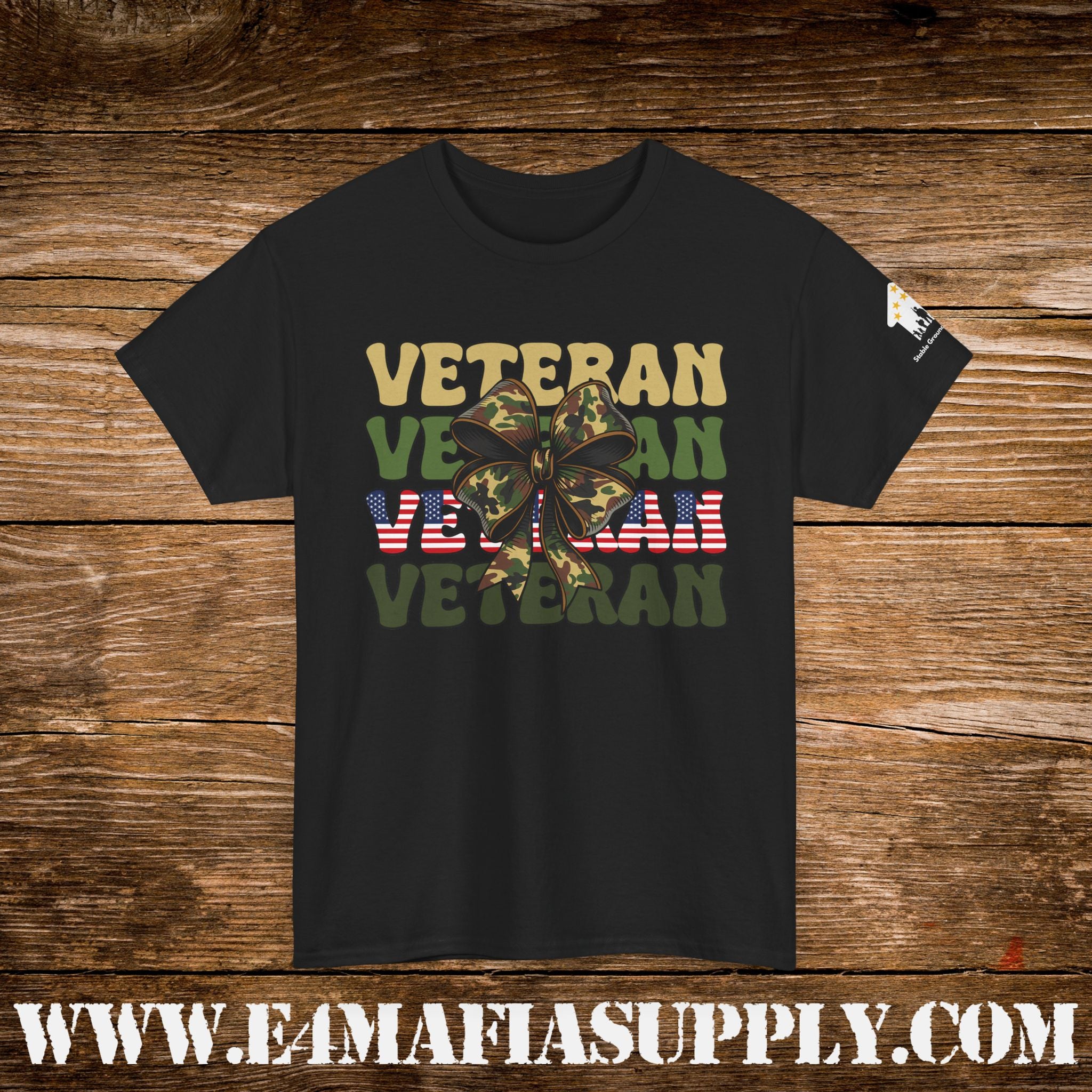 “Veteran” – American Flag Camo Butterfly T-Shirt
