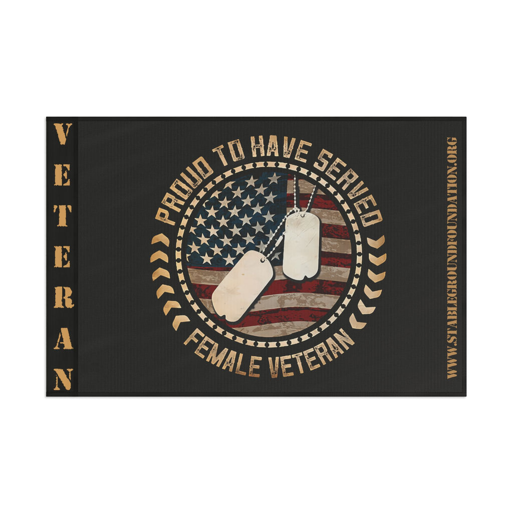 Proud to Have Served — Female Veteran Flag Honoring Courage and Commitment