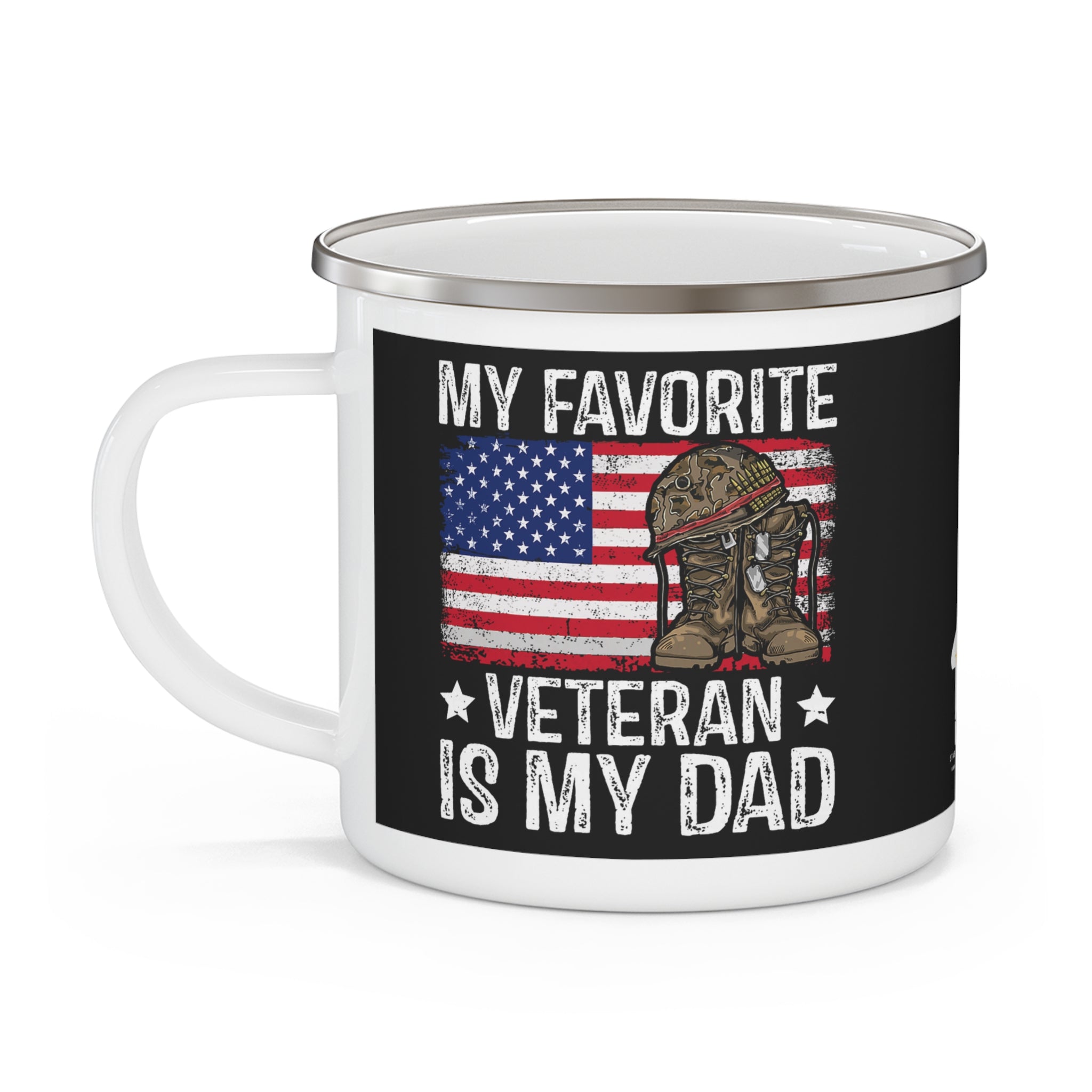 My Favorite Veteran Is My Dad Enamel Mug – Patriotic Father’s Day Coffee Cup