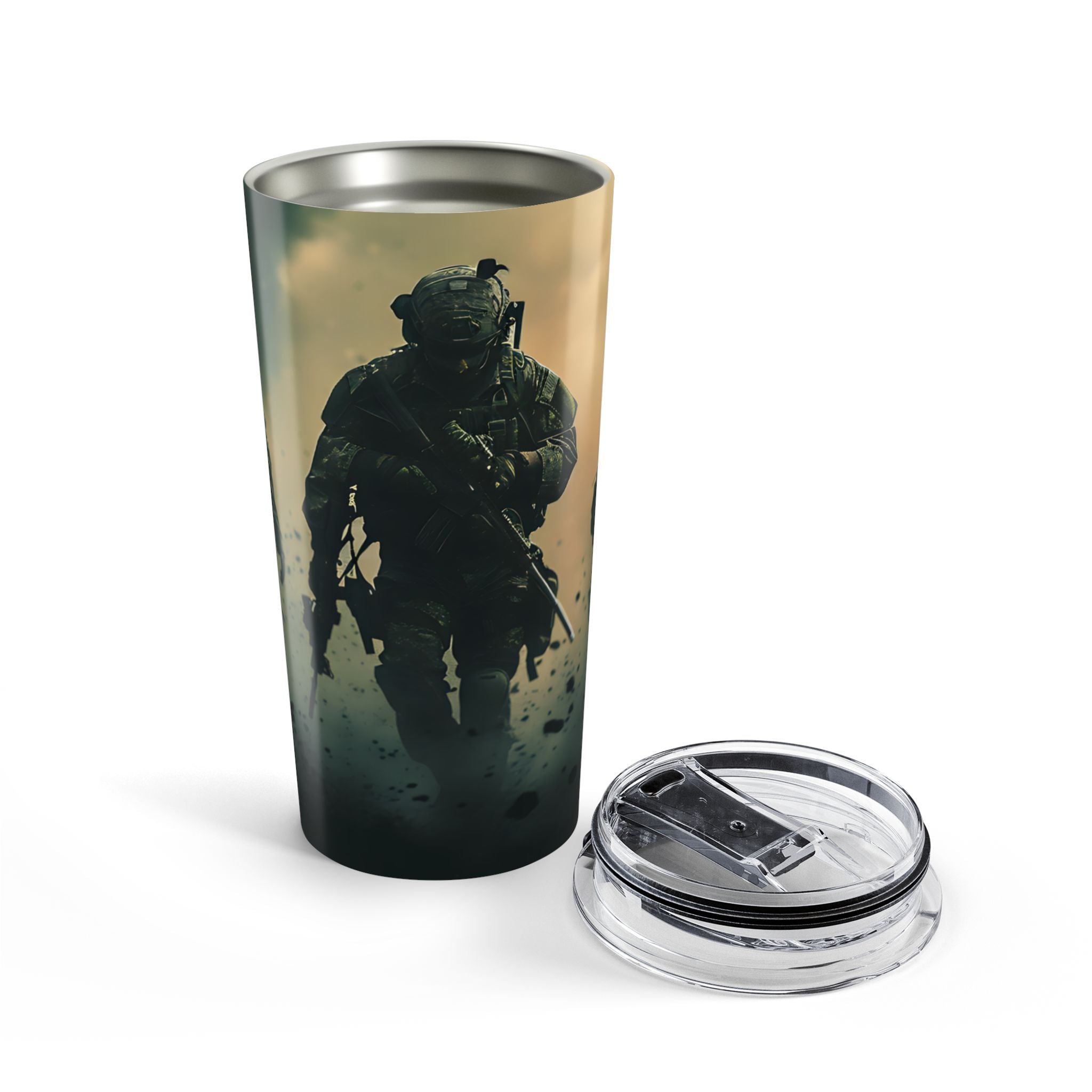 Through the Fire — Tactical Soldier Tumbler for Warriors Who Never Qui