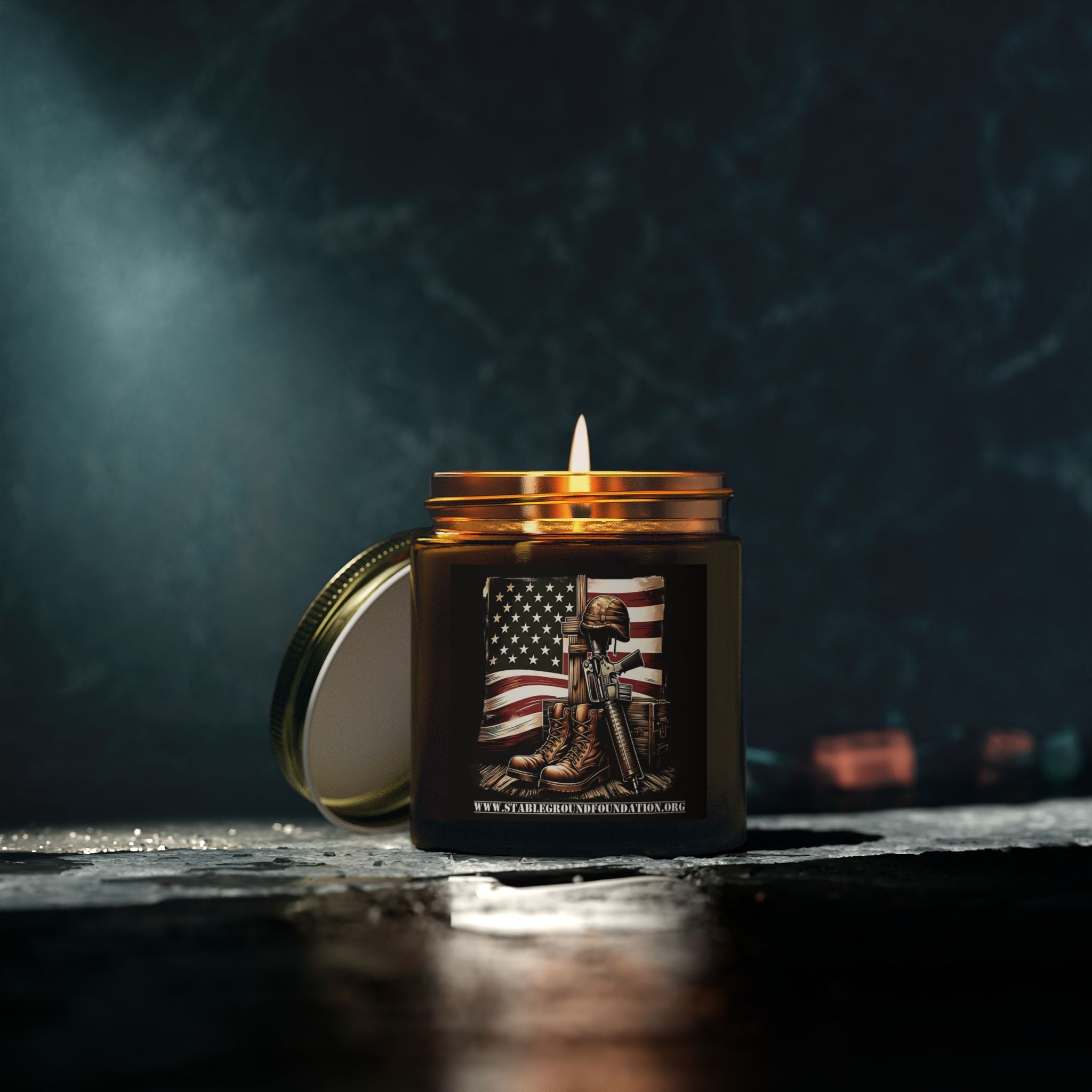 Battlefield Honor Candle – Soldier and Flag Memorial Tribute