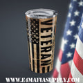 Proud Veteran — Rustic American Flag Tumbler for Those Who Served