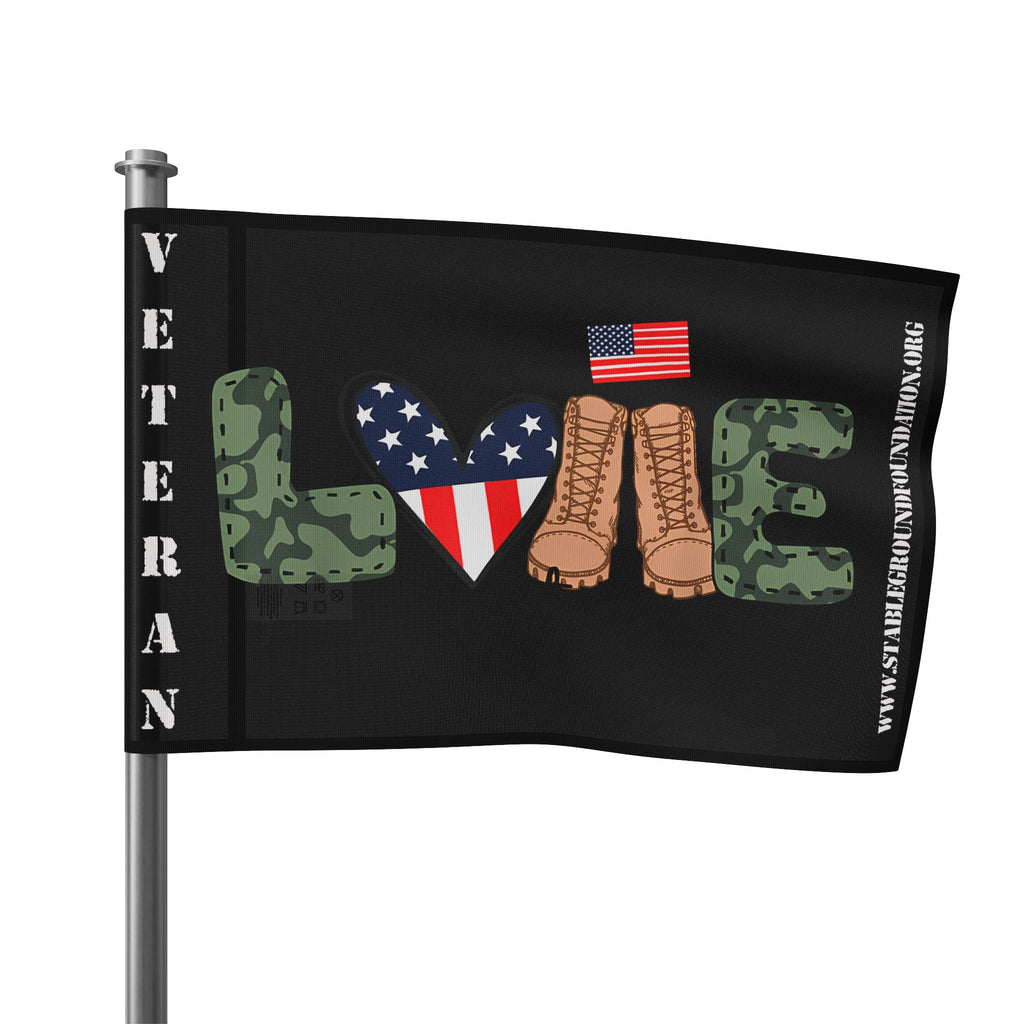 LOVE Veteran Flag — Patriotic Camouflage Design Honoring Those Who Served