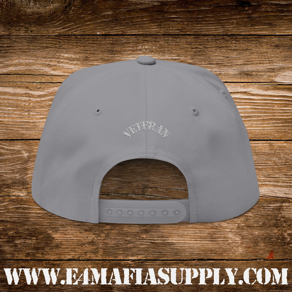 “I’m a Veteran – My Oath Never Expires” Patriotic Flat Bill Cap with American Flag