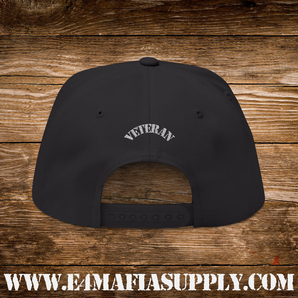Patriotic “Thank You Veterans” Flat Bill Cap with American Flag Embroidery