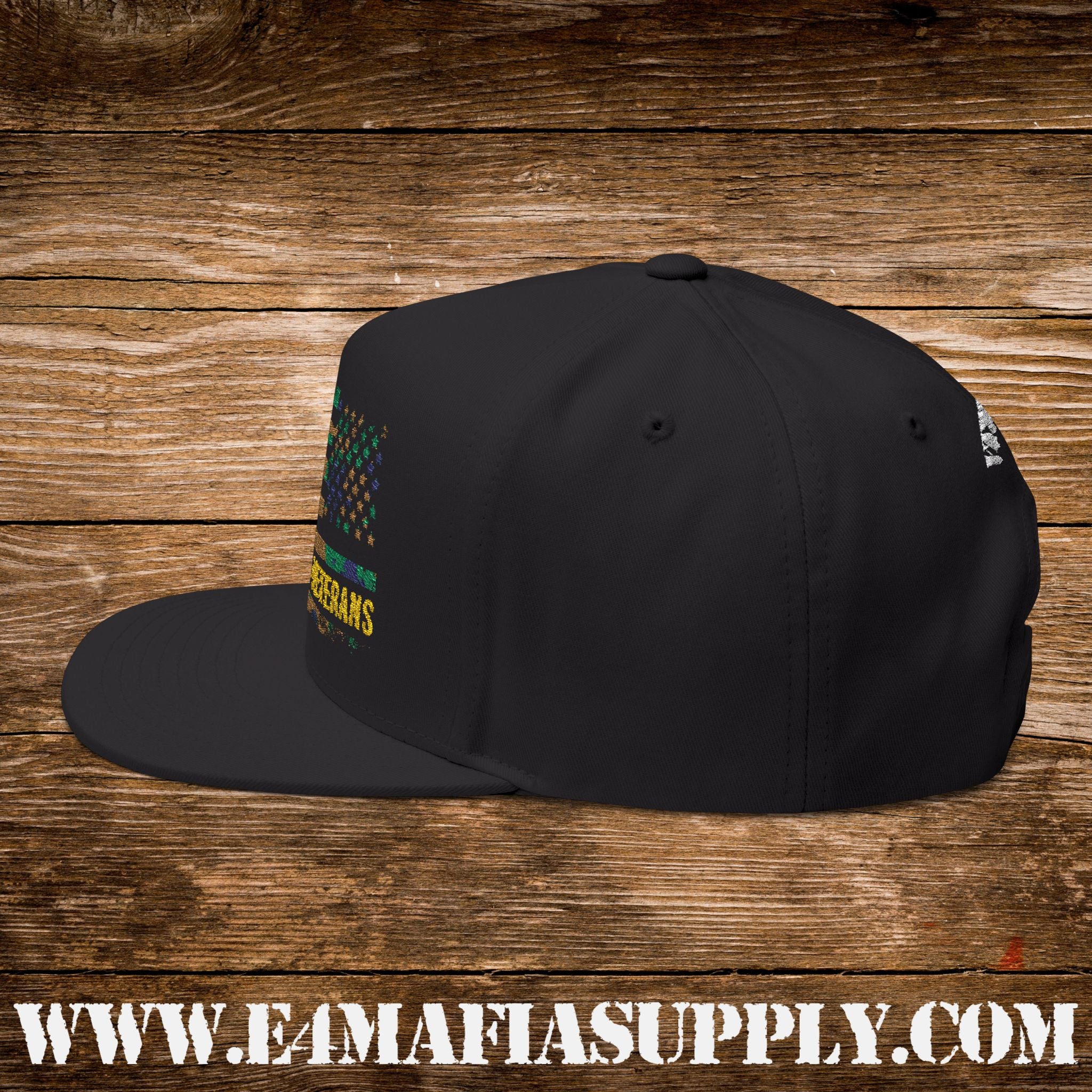 Patriotic “Thank You Veterans” Flat Bill Cap with American Flag Embroidery