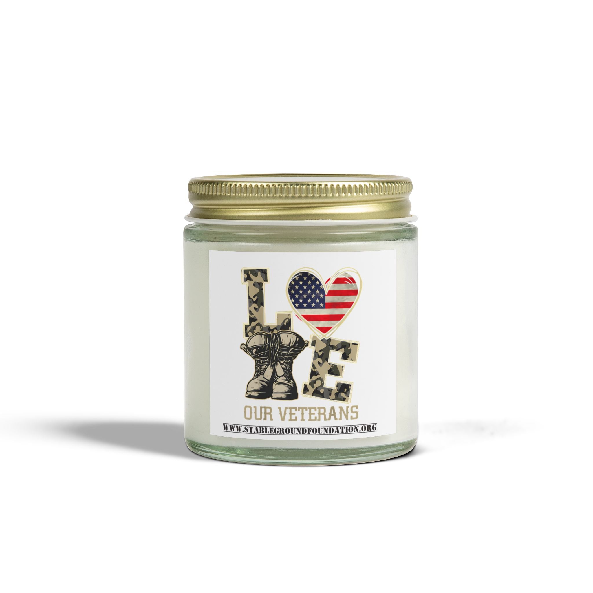 Love Our Veterans Candle – Soldier Silhouette Tribute Candle