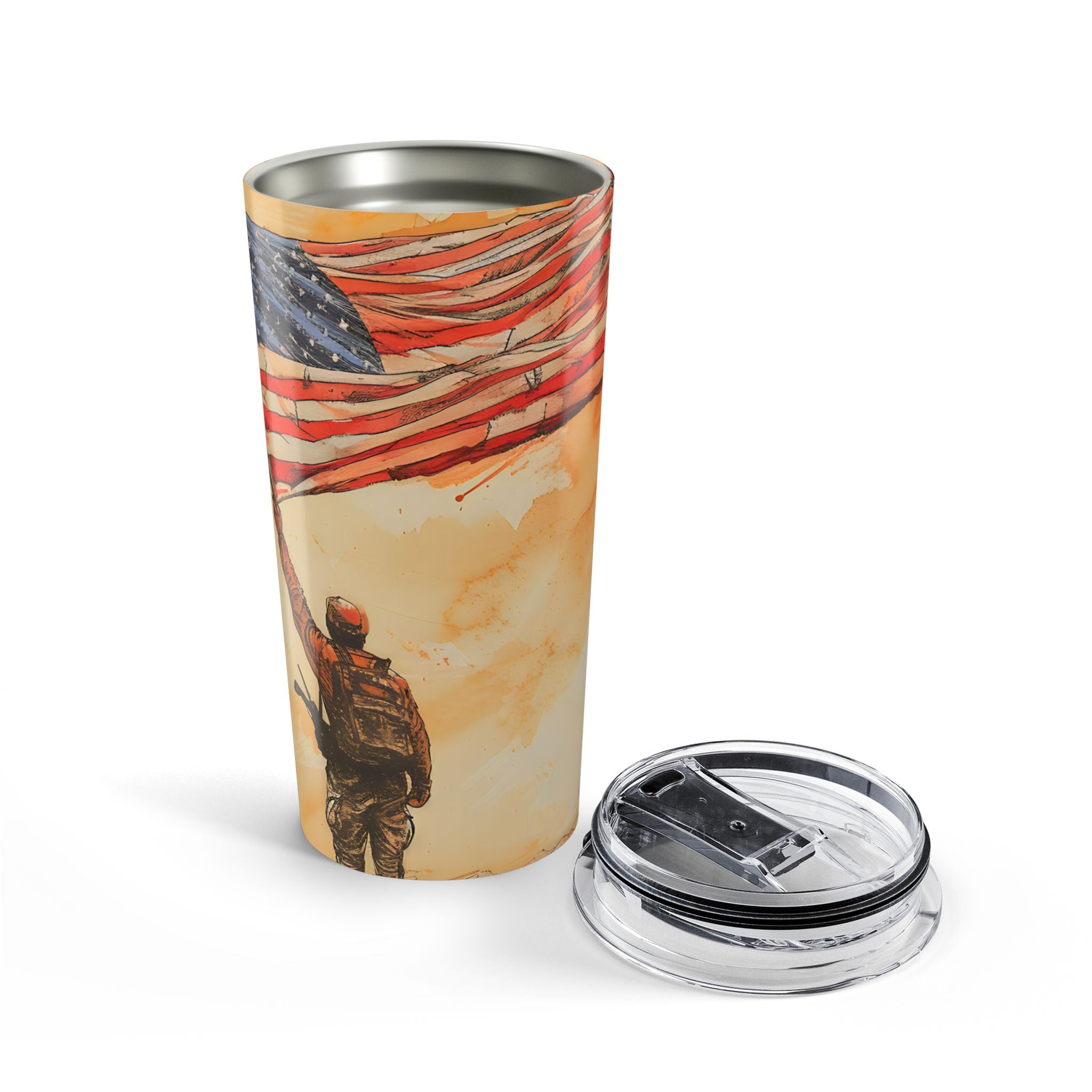 Raise the Flag — Patriotic Soldier Tumbler for the Brave and the Bold