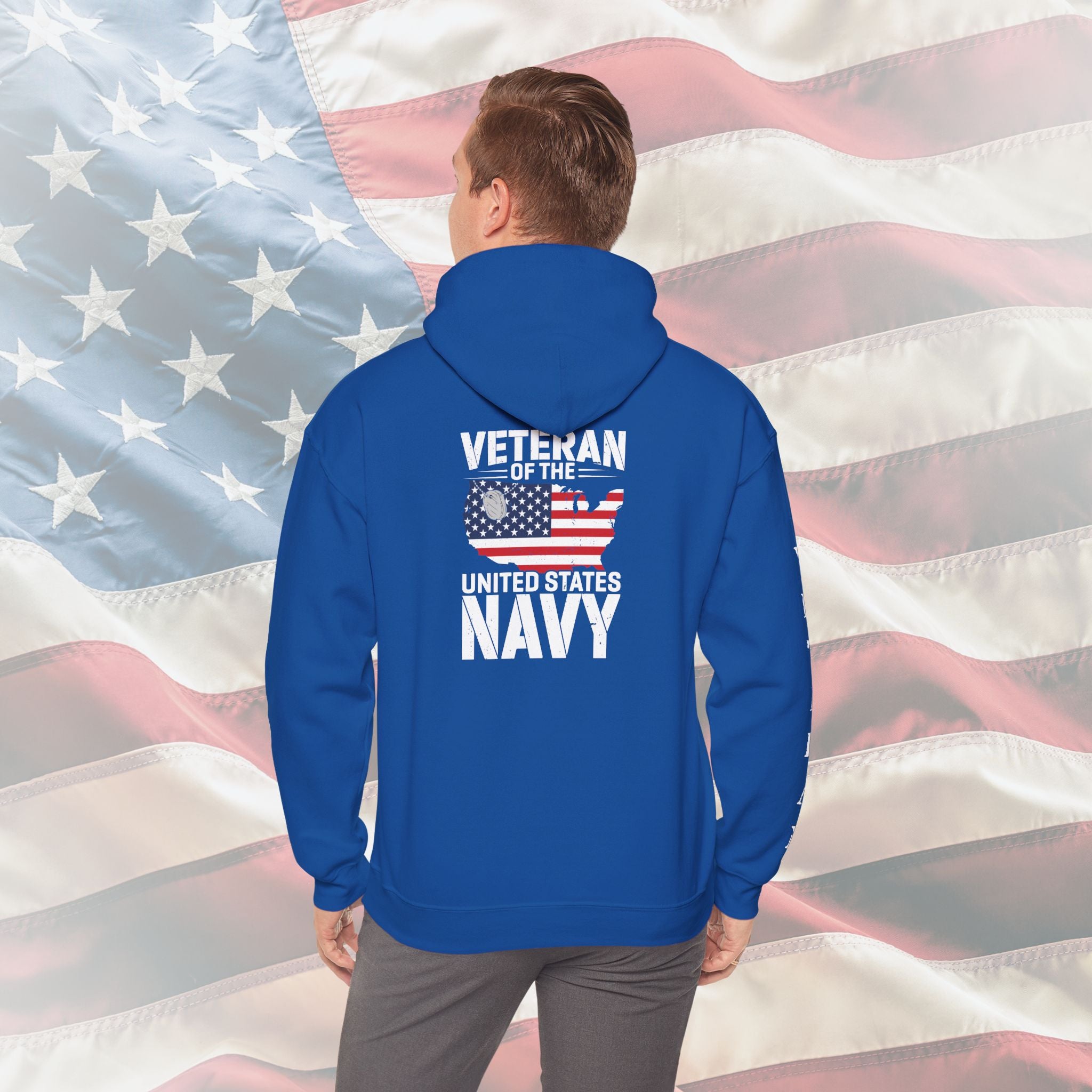 United States Navy Veteran Hoodie – Patriotic Flag Edition