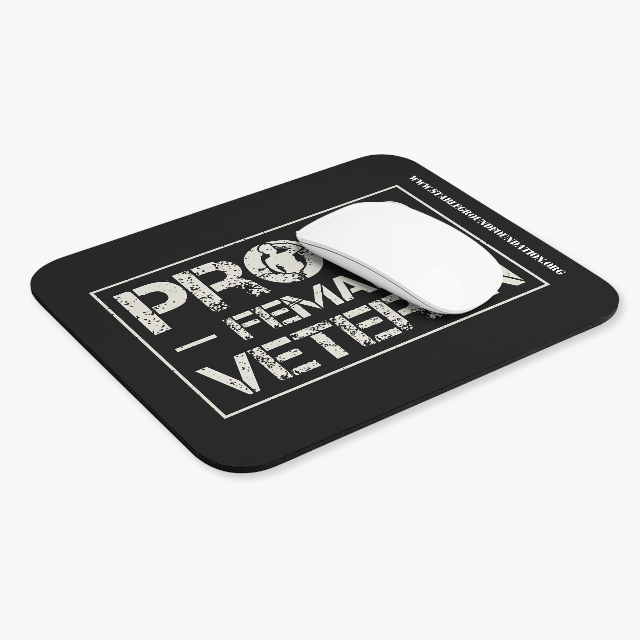 Proud Female Veteran – Bold Distressed Text Mouse Pad