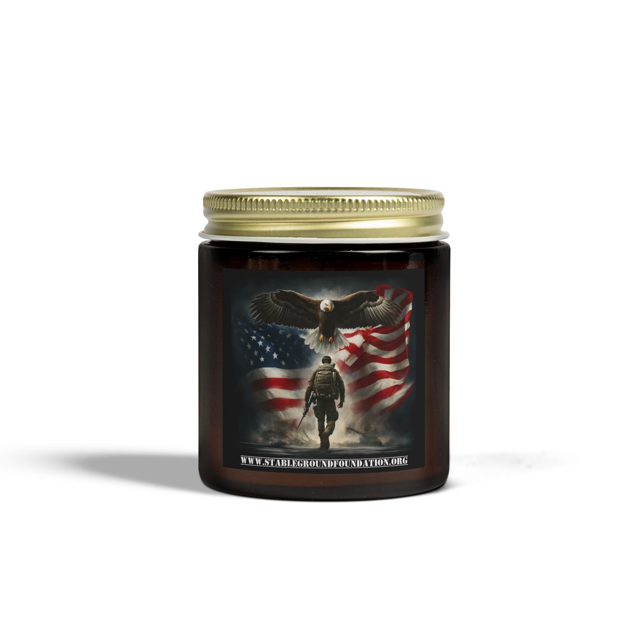 Defenders of Freedom Candle – Soldier with American Flag Tribute