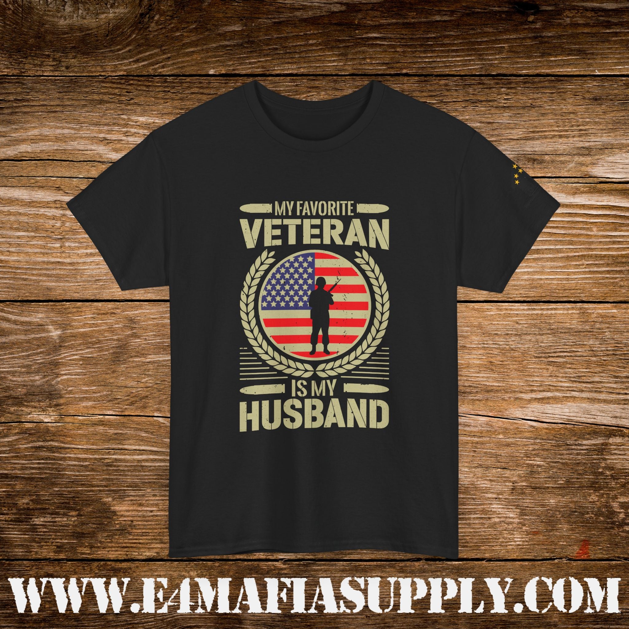 “My Favorite Veteran Is My Husband” – Patriotic Military Wife T-Shirt