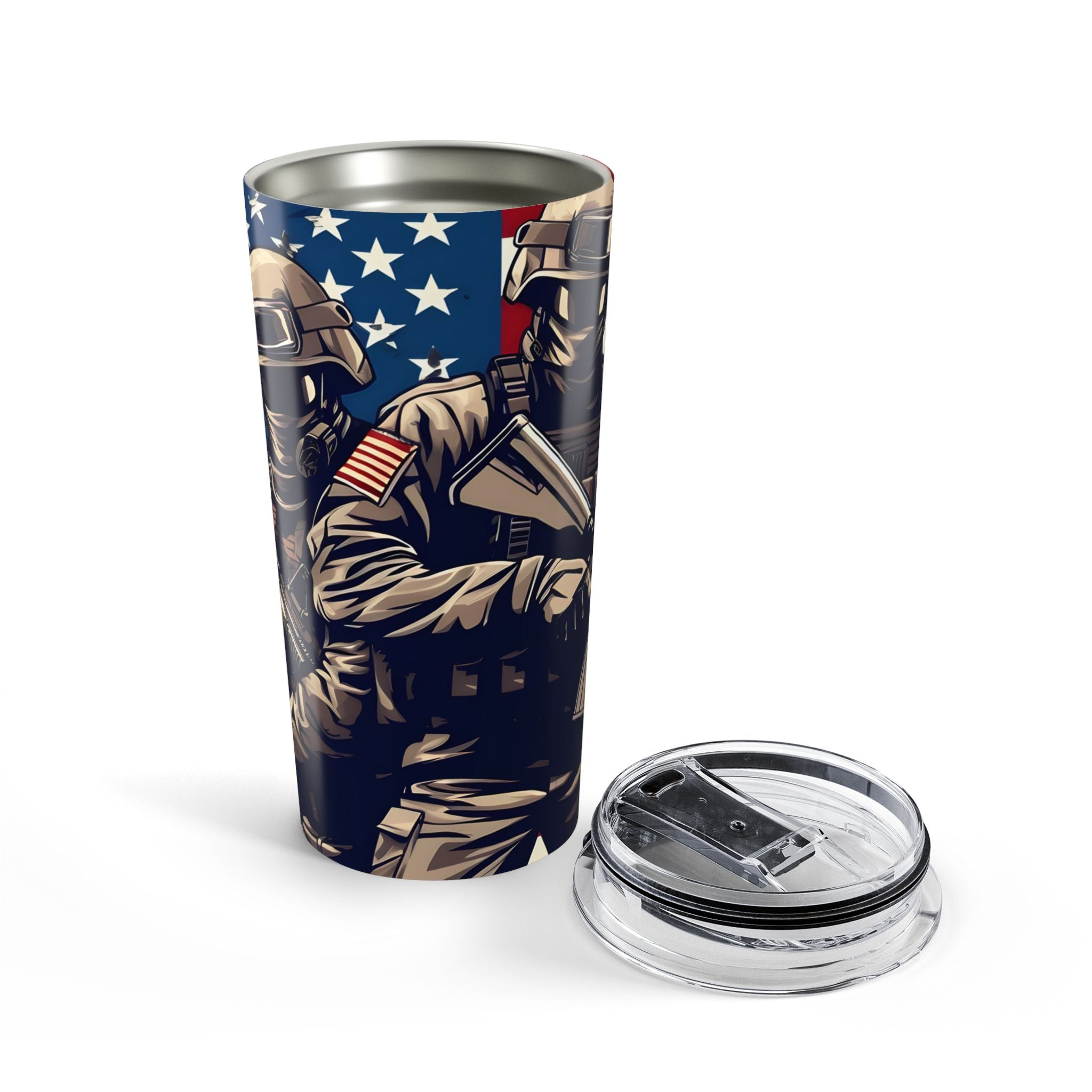 Cartoon Commandos — Patriotic Soldier Tumbler with a Bold American Attitude