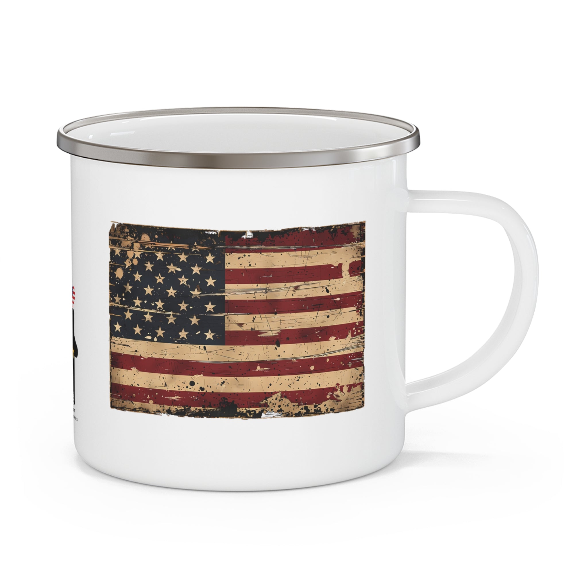 Rustic American Flag Mug | Vintage Patriotic Enamel Coffee Cup