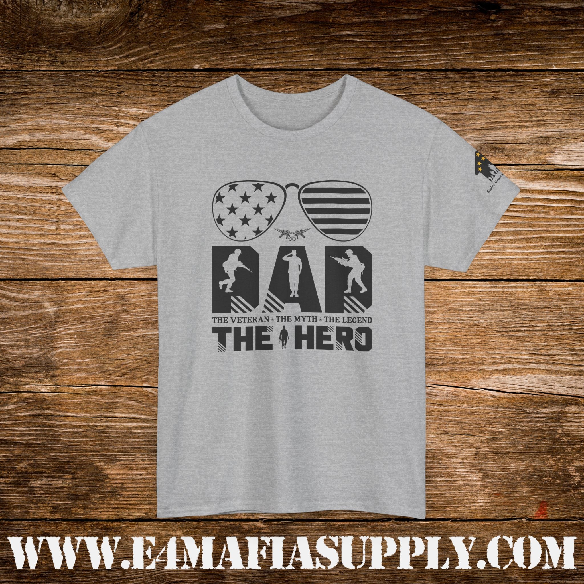 “The Veteran. The Myth. The Legend. The Hero.” – Patriotic Military Sunglasses T-Shirt
