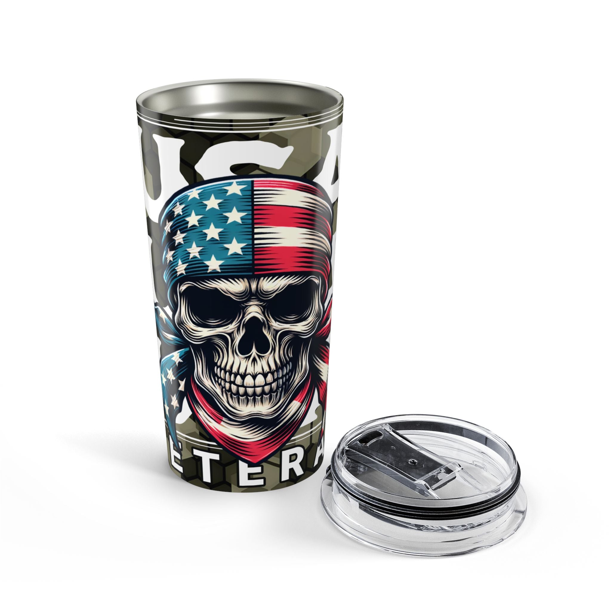 Patriotic Badass — American Flag Skull Tumbler for Proud Veterans