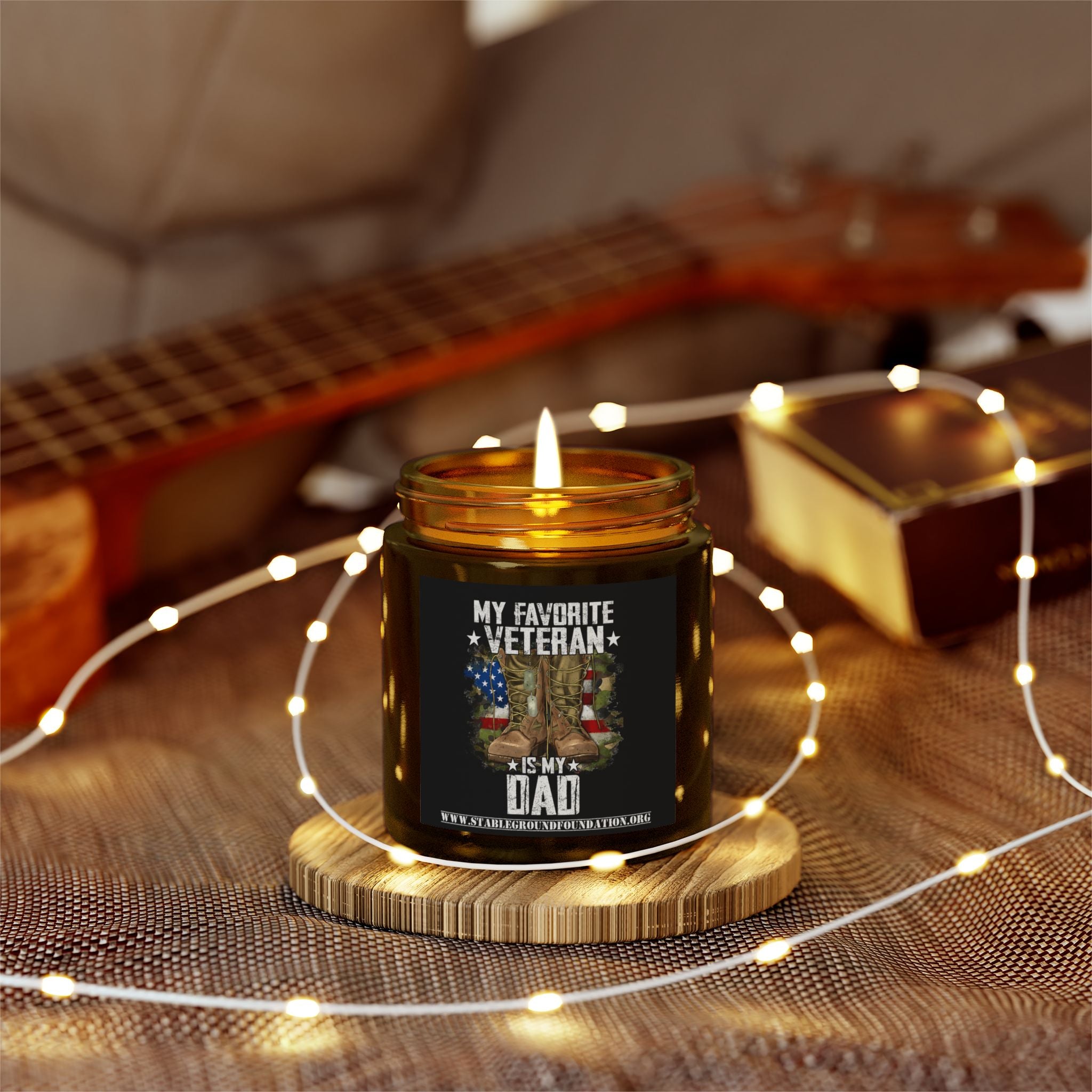 My Favorite Veteran Is My Dad Candle – Patriotic Gift for Military Families