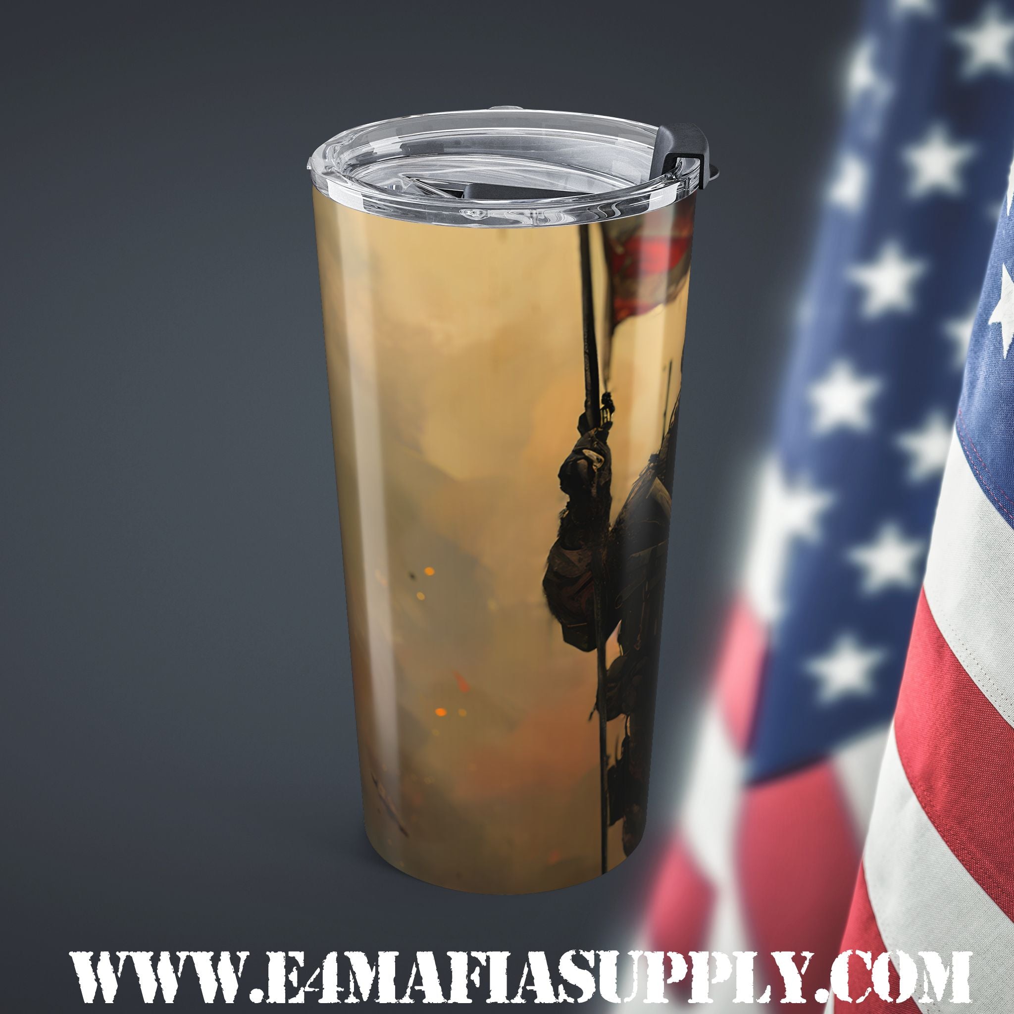 Proud to Serve — Military Warrior Tumbler for the Heroes Who Never Quit