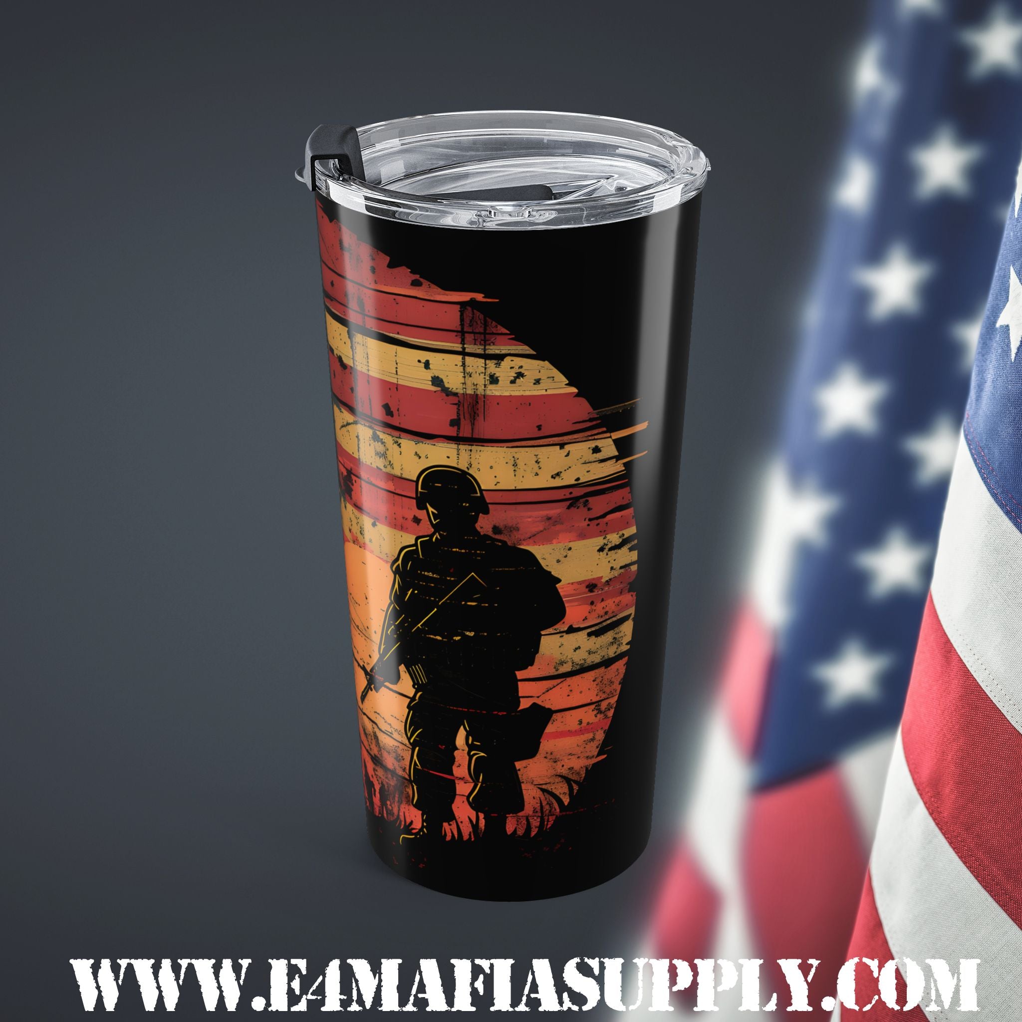 Honor & Sacrifice — Patriotic Soldier Kneeling Tumbler That Speaks Without Words