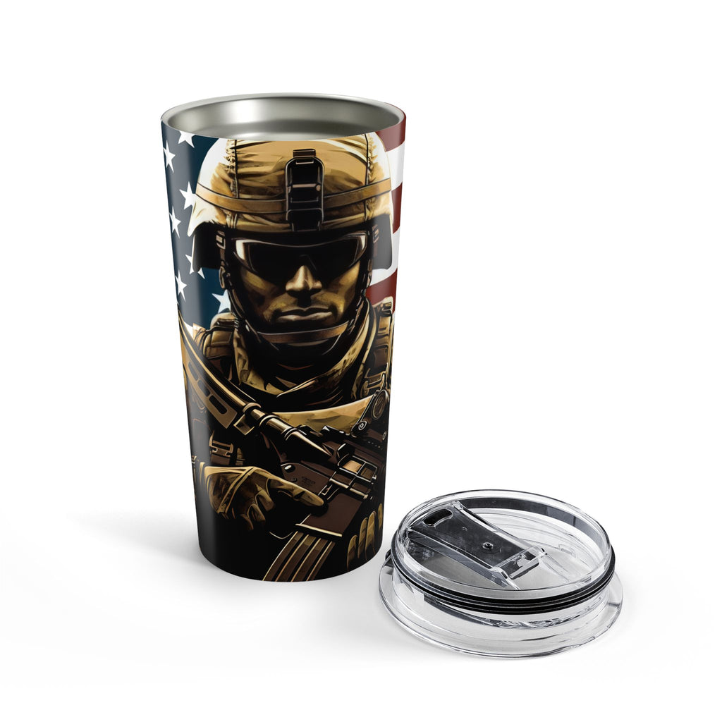 Locked, Loaded & Loyal — Patriotic Soldier Tumbler for America’s Warriors