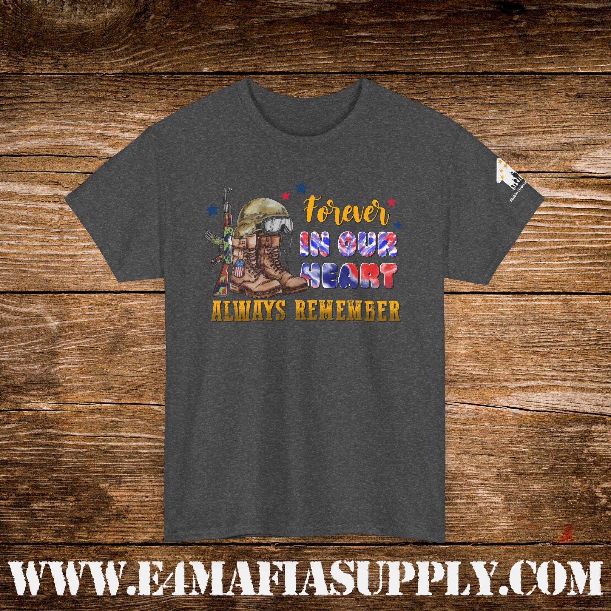 “Forever in Our Hearts, Always Remember” – Patriotic Fallen Soldier Memorial T-Shirt