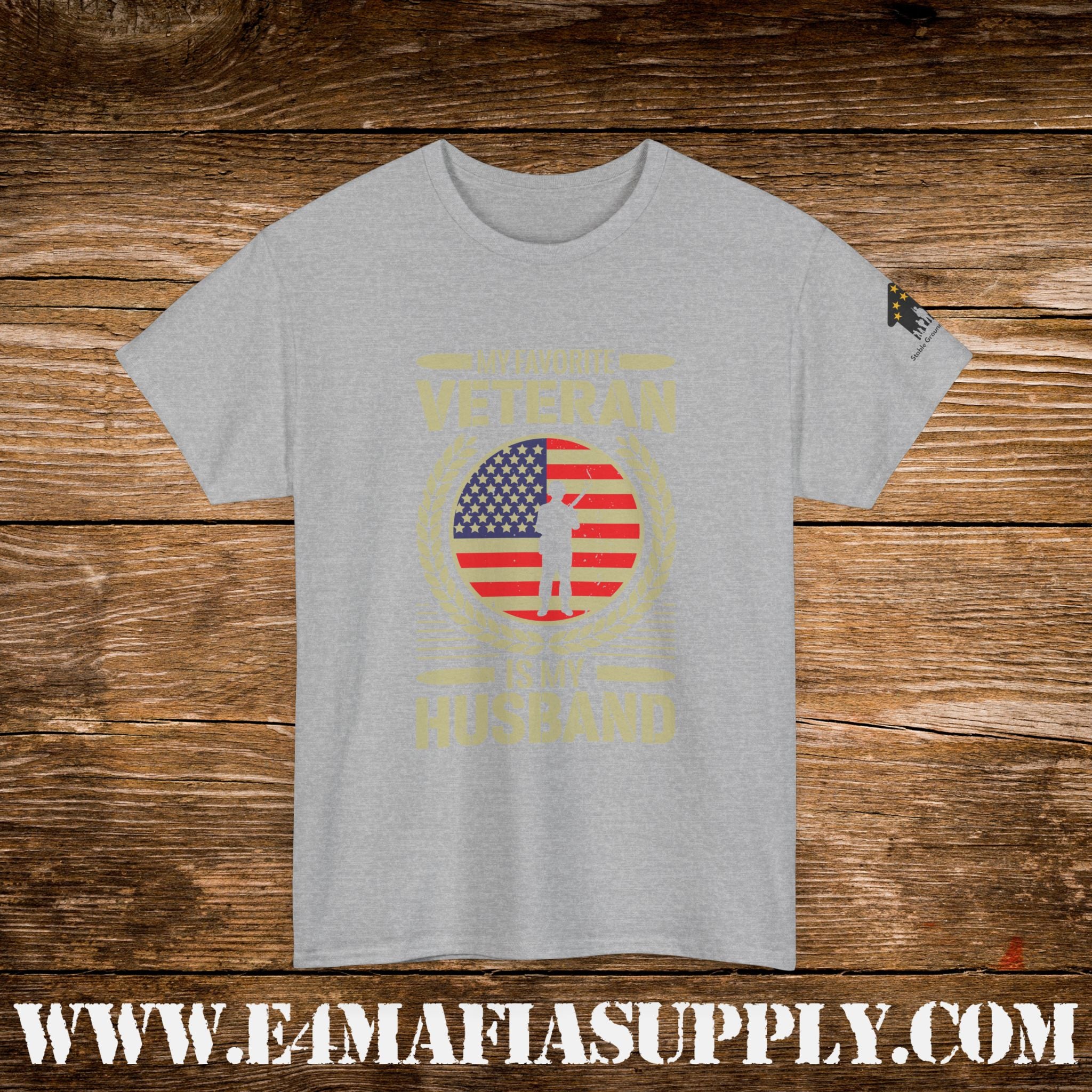 “My Favorite Veteran Is My Husband” – Patriotic Military Wife T-Shirt