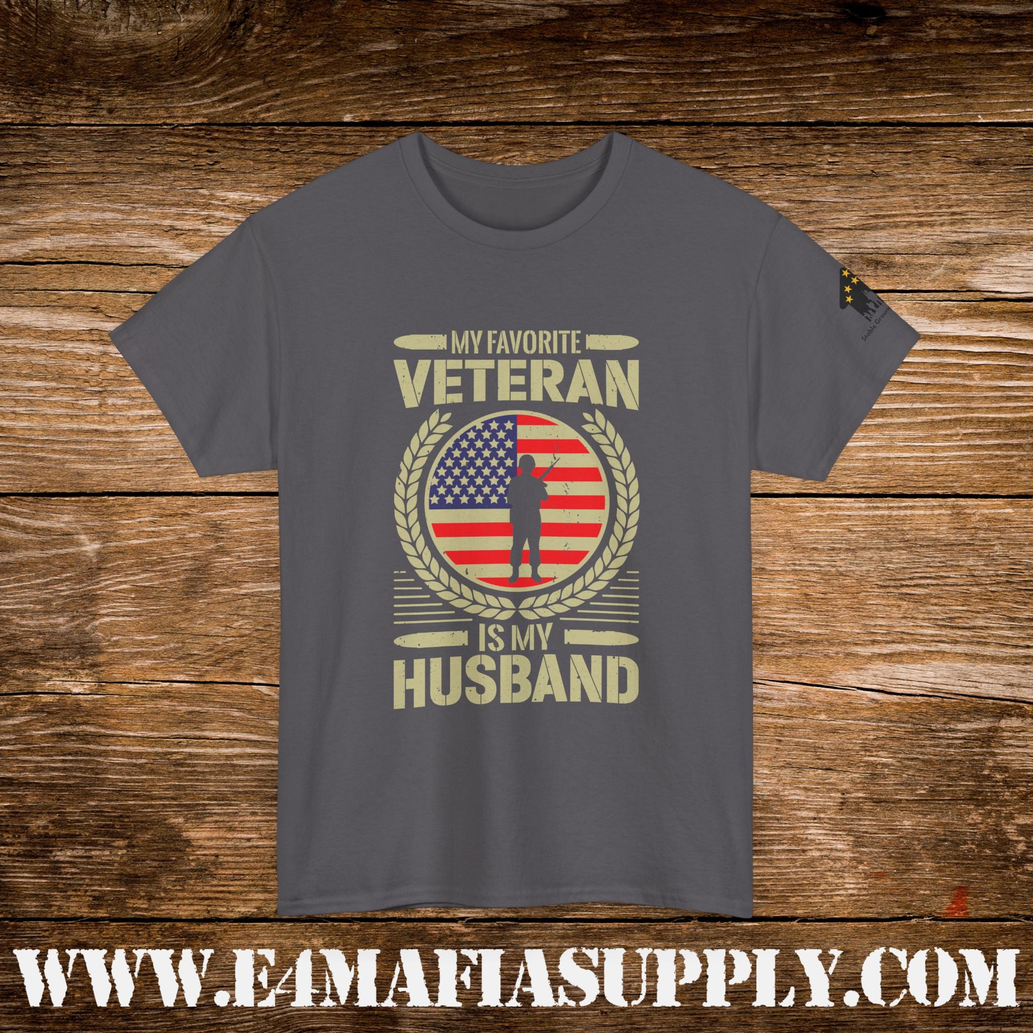 “My Favorite Veteran Is My Husband” – Patriotic Military Wife T-Shirt