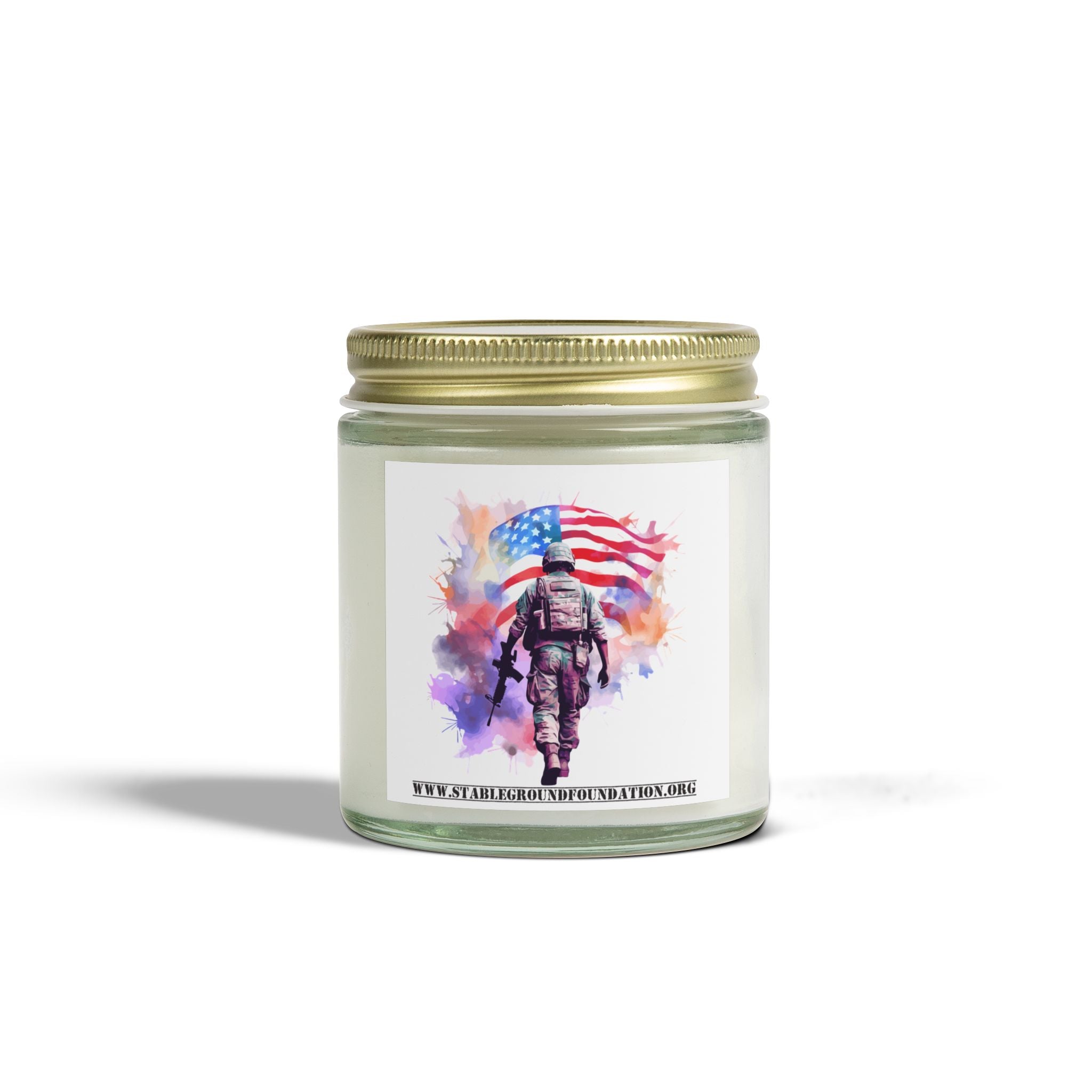 Watercolor Soldier Candle – Honor, Courage, and Freedom in Every Flame